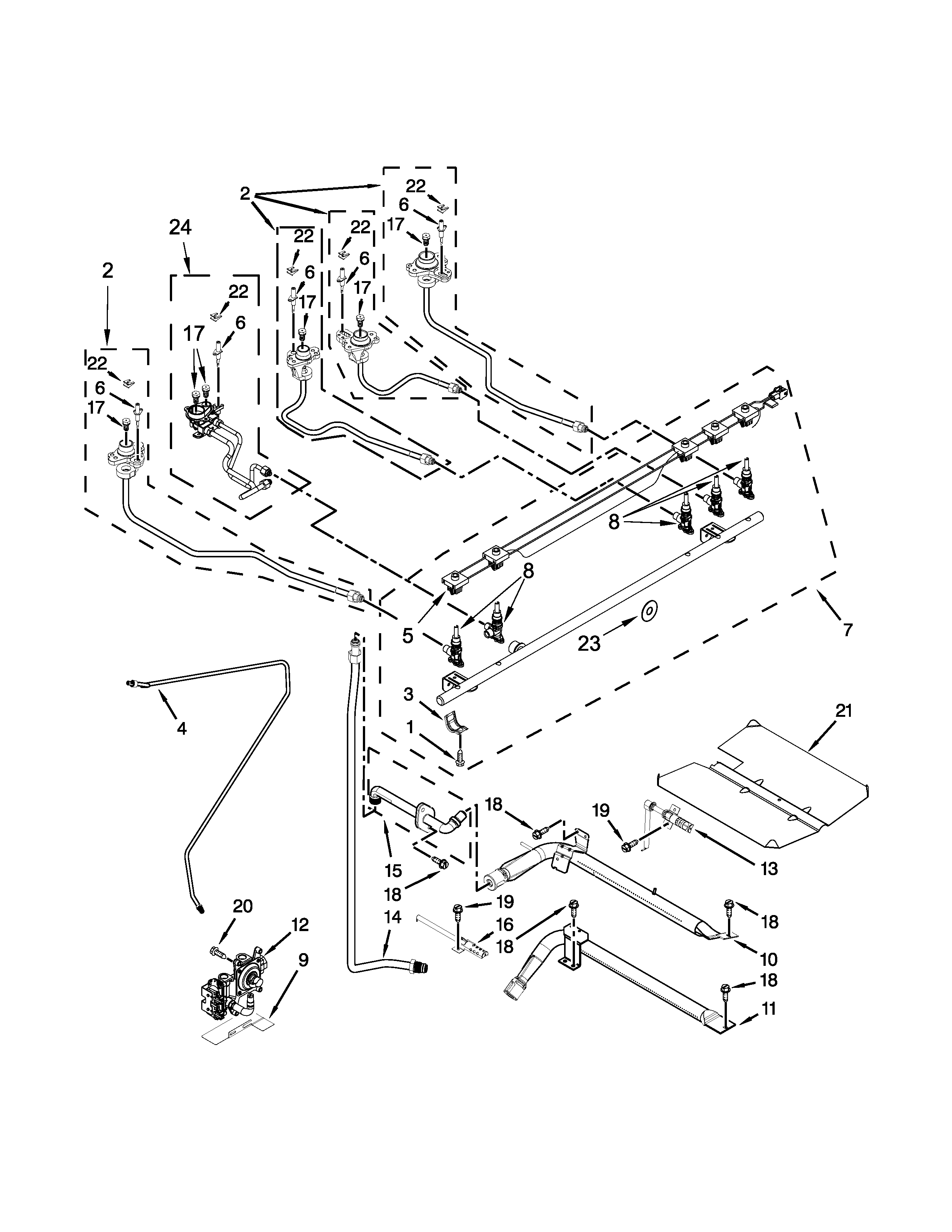 Jenn-Air JGS1450DP0 manifold parts diagram