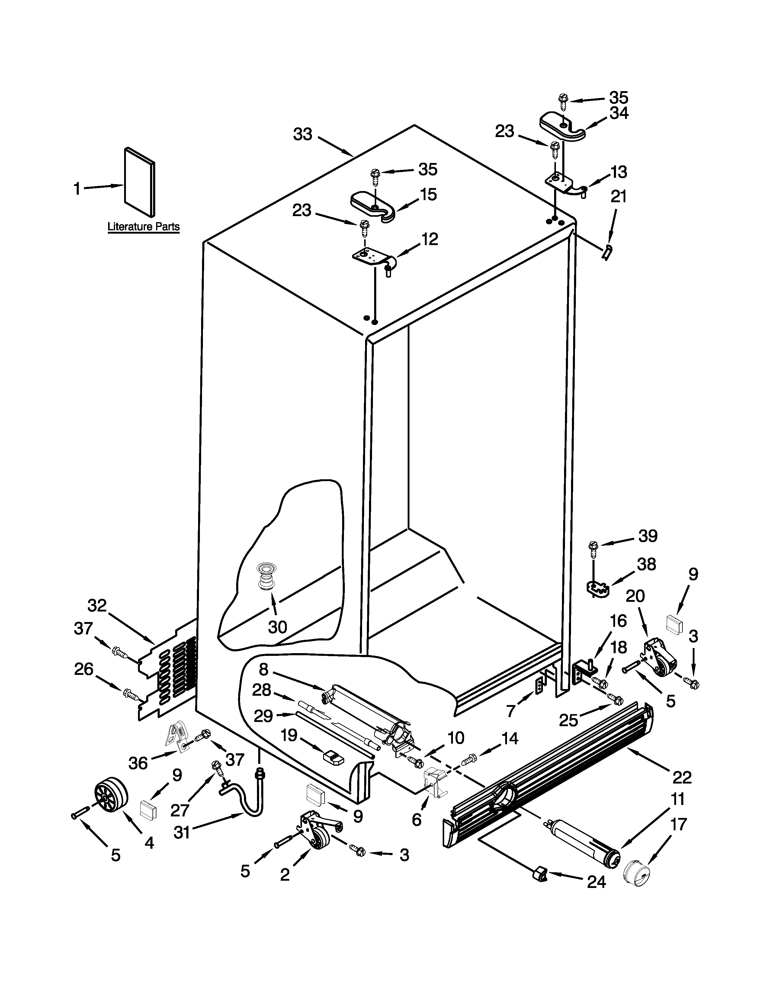 Whirlpool ED2FHEXVS02 cabinet parts diagram