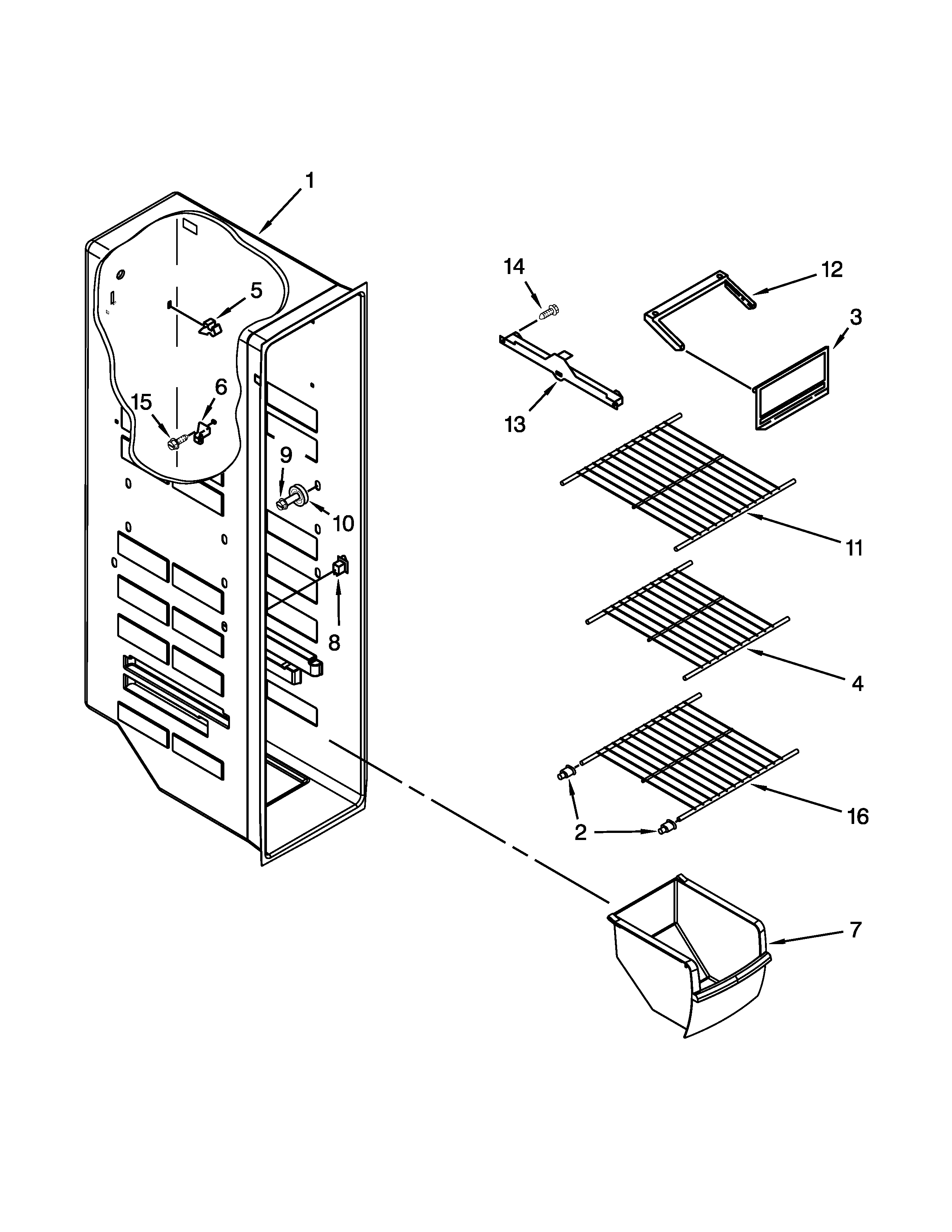 Whirlpool ED2FHEXVS02 freezer liner parts diagram