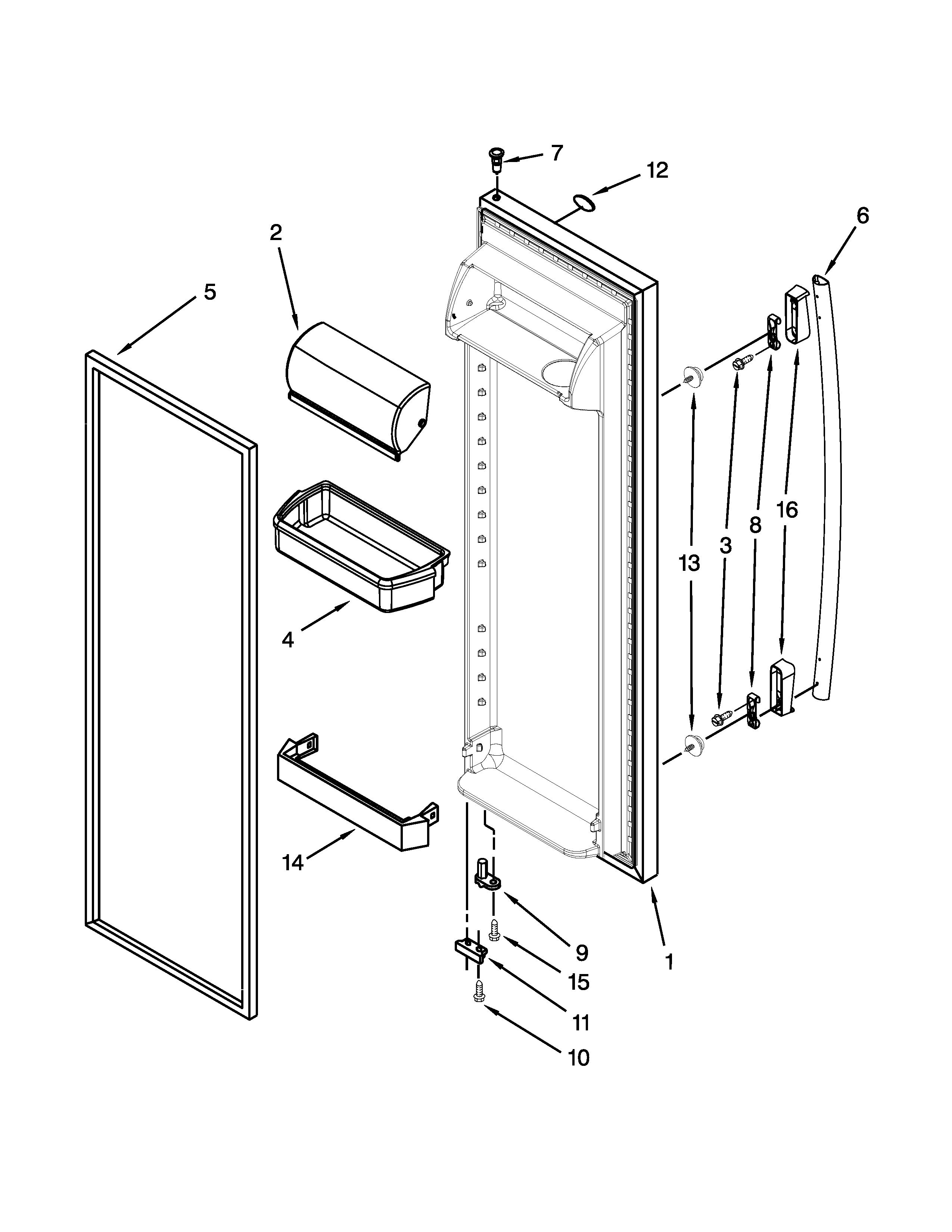 Whirlpool ED2FHEXVS02 refrigerator door parts diagram