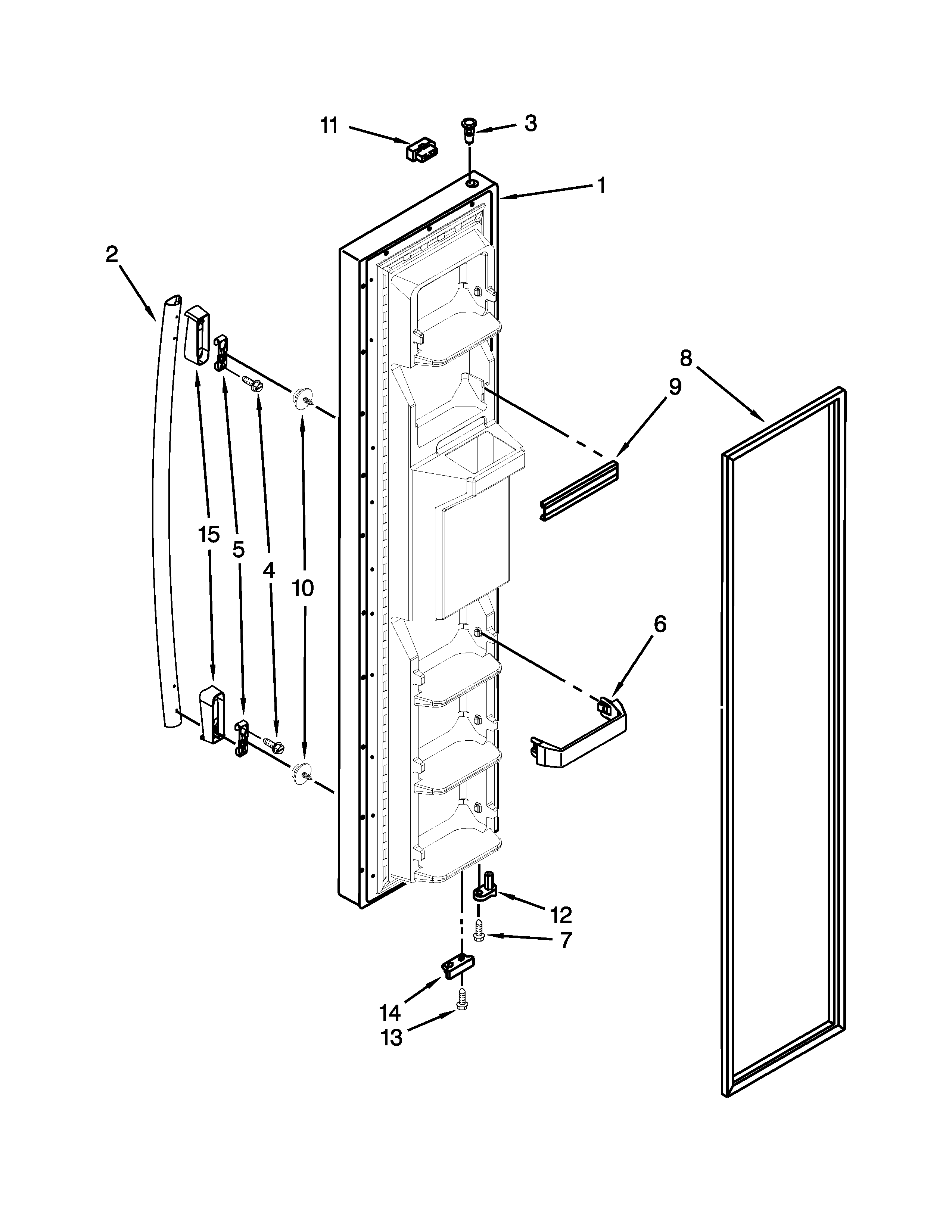 Whirlpool ED2FHEXVS02 freezer door parts diagram