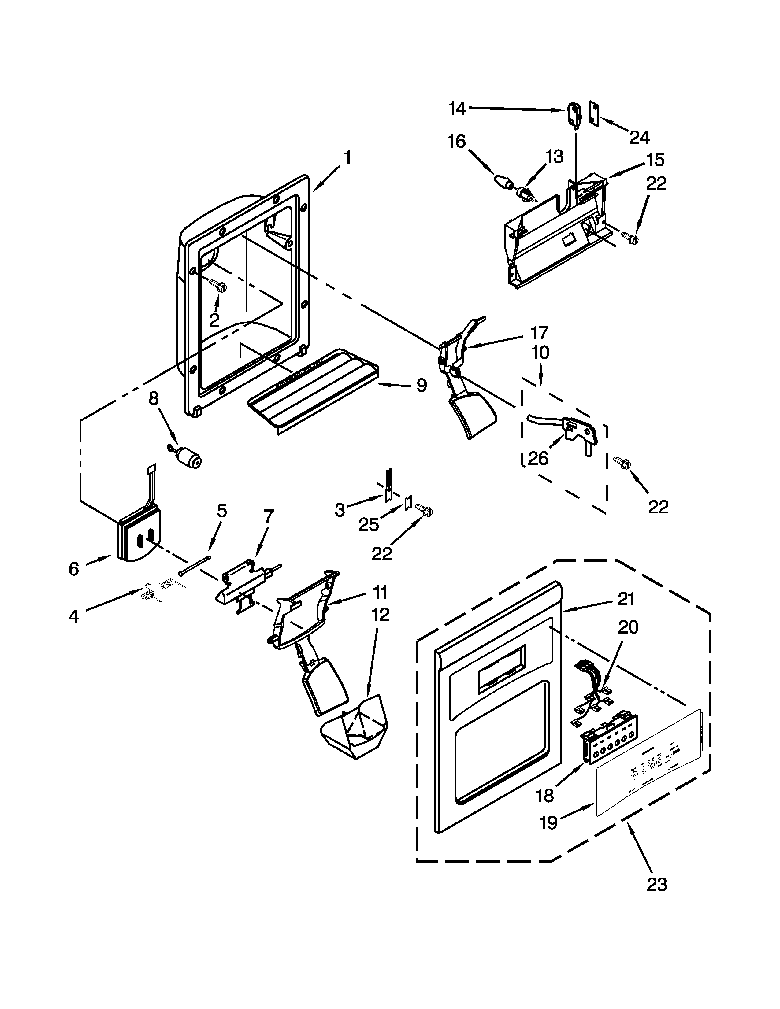 Whirlpool ED2FHEXVS02 dispenser parts diagram