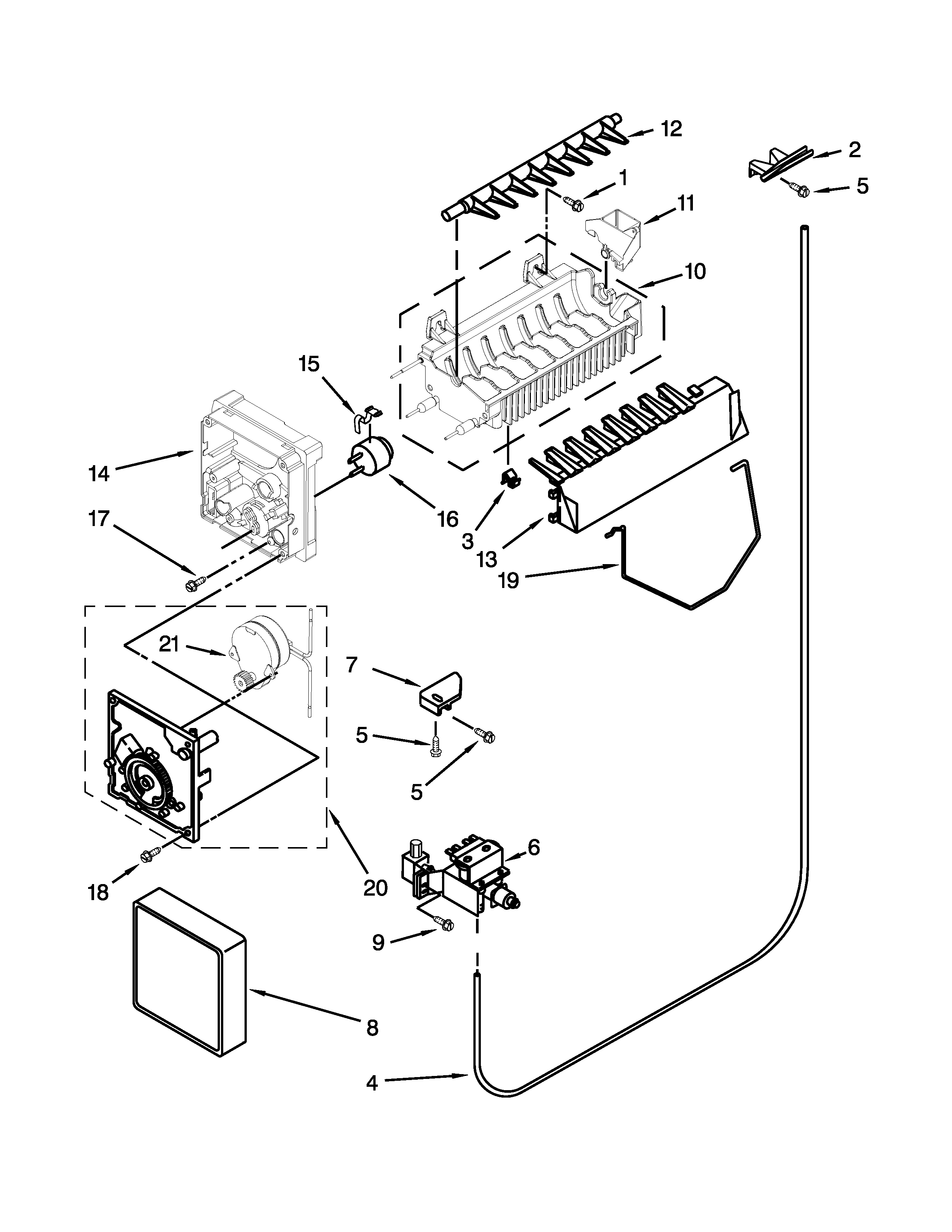 Whirlpool ED2FHEXVS02 icemaker parts diagram