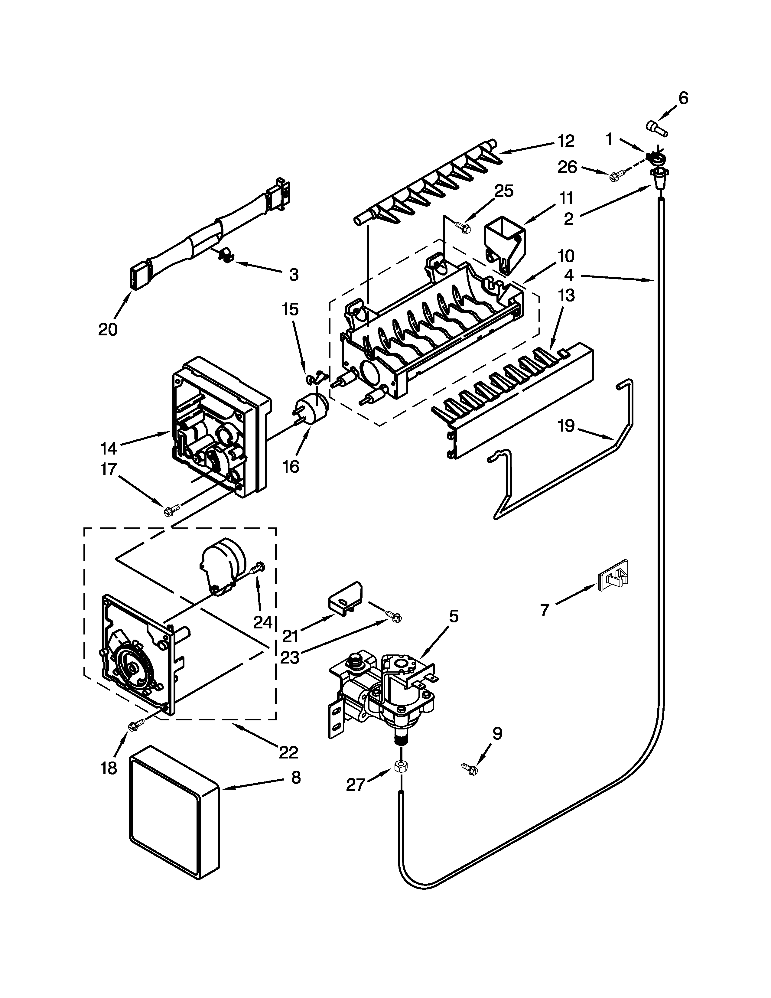 Ikea IK8RXDGMXW01 icemaker parts diagram