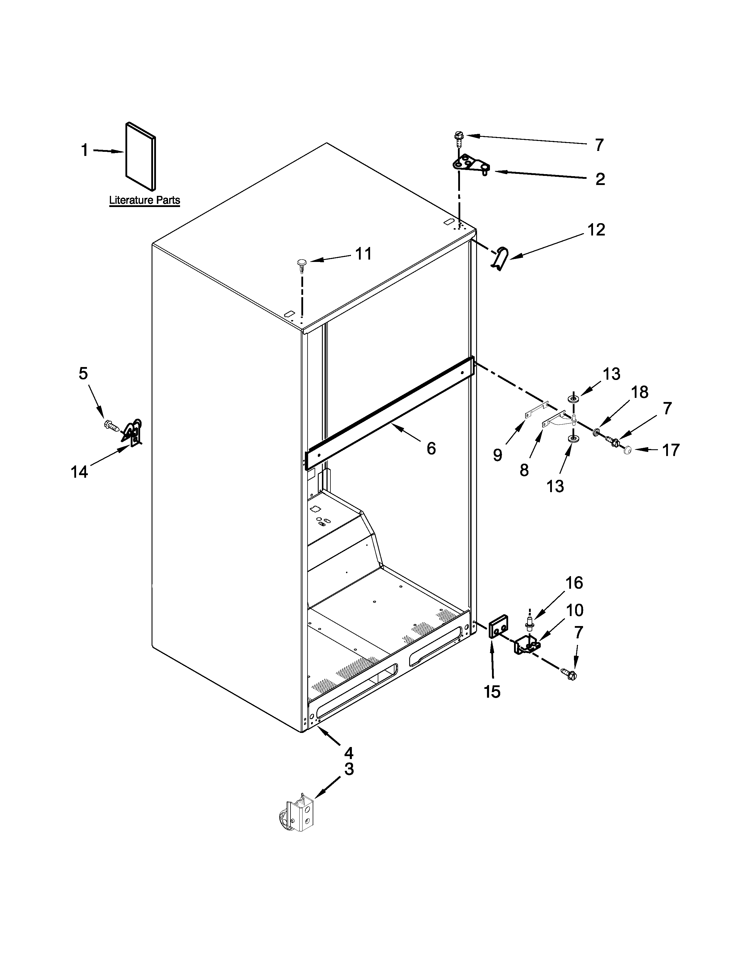 Whirlpool WRT104TFDB00 cabinet parts diagram