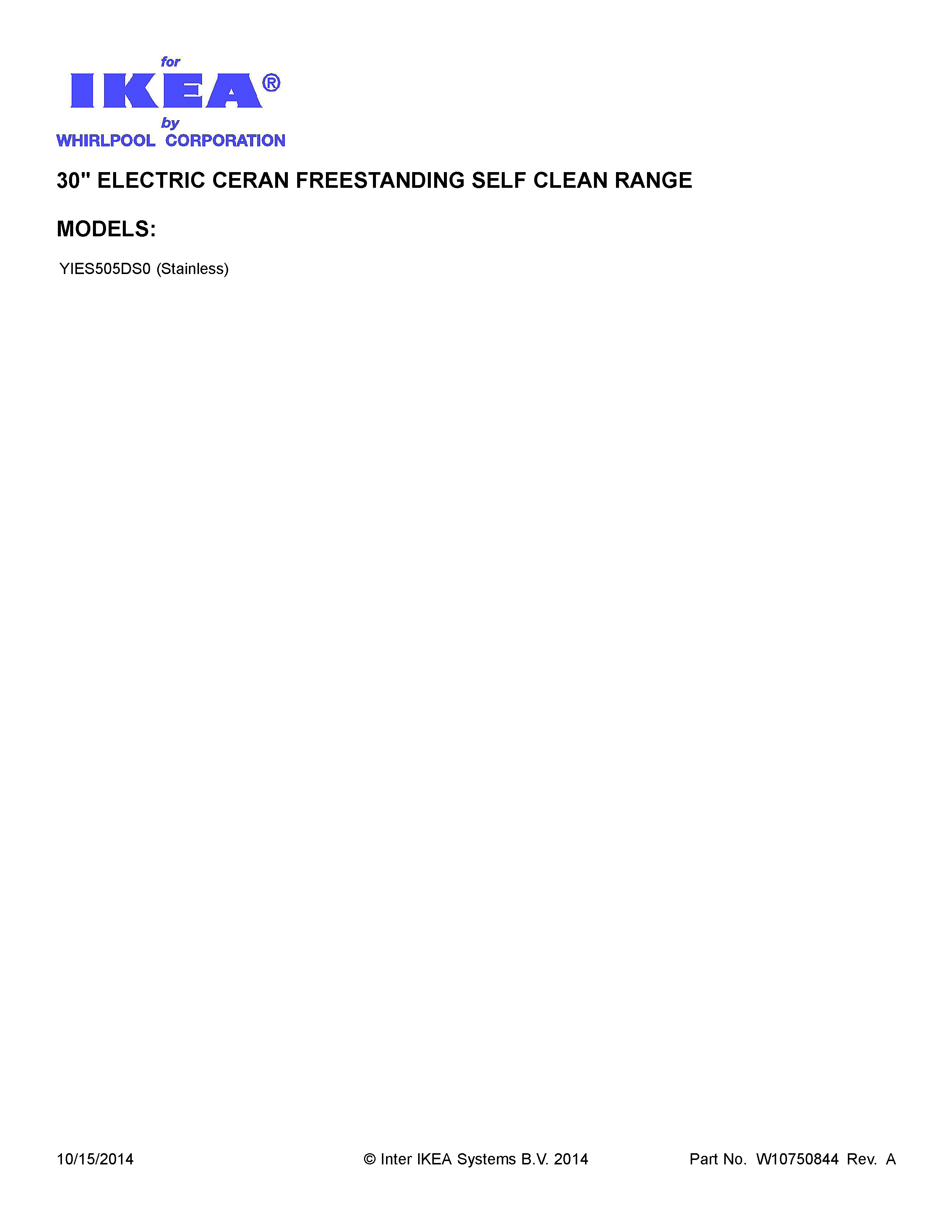 Ikea YIES505DS0 cover sheet diagram