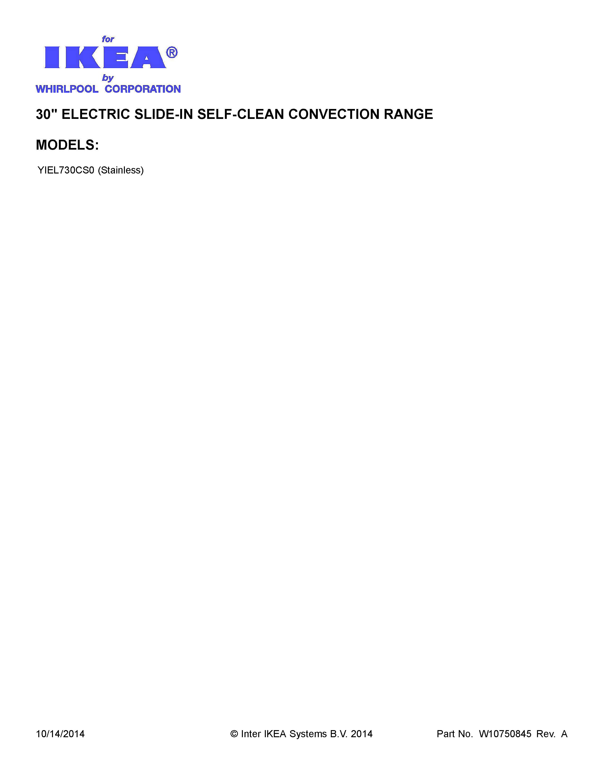 Ikea YIEL730CS0 cover sheet diagram