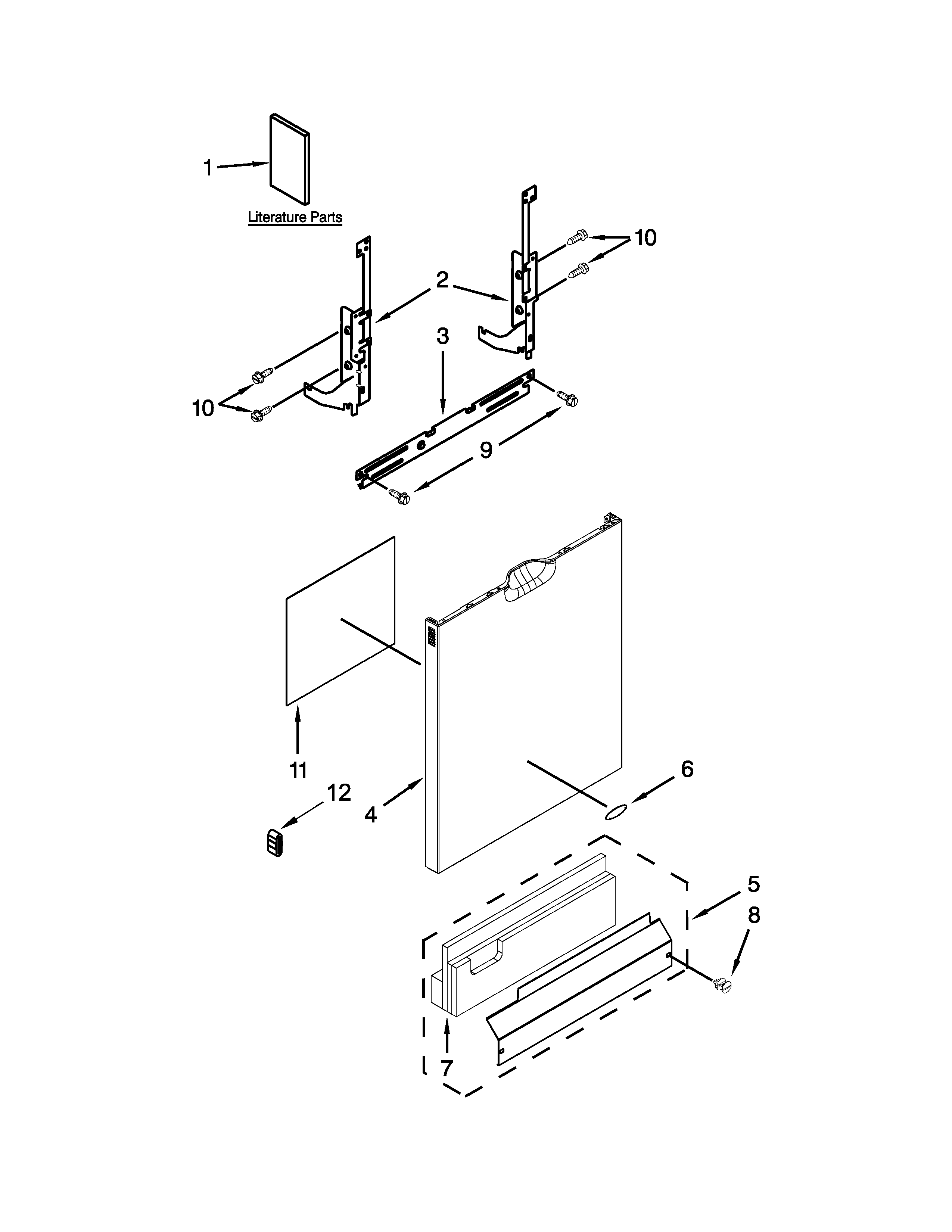 Whirlpool WDF540PADW1 door and panel parts diagram