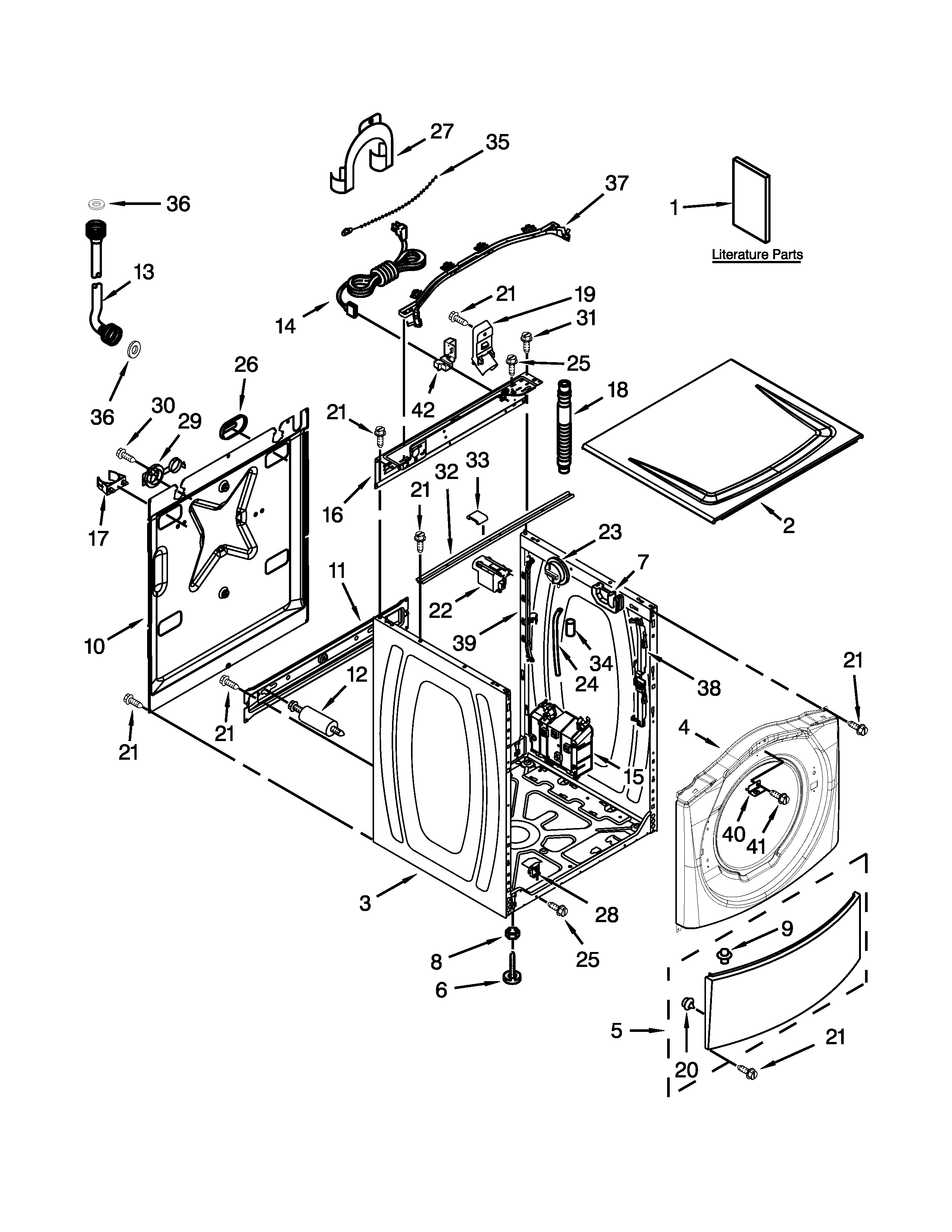 Whirlpool MWFW8300SW01 top and cabinet parts diagram
