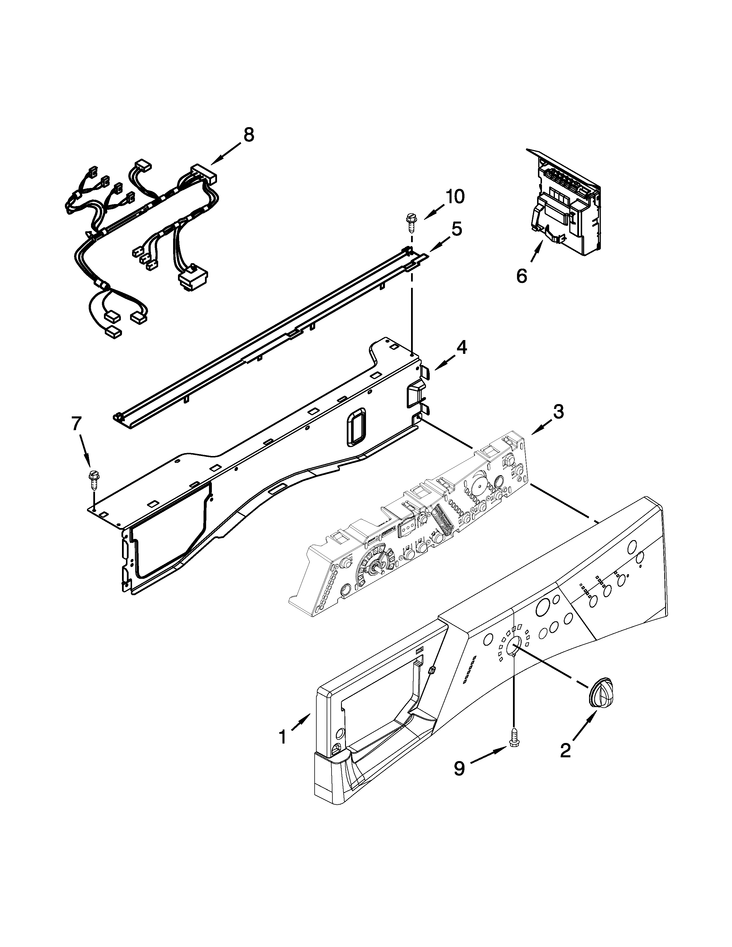 Whirlpool MWFW8300SW01 control panel parts diagram