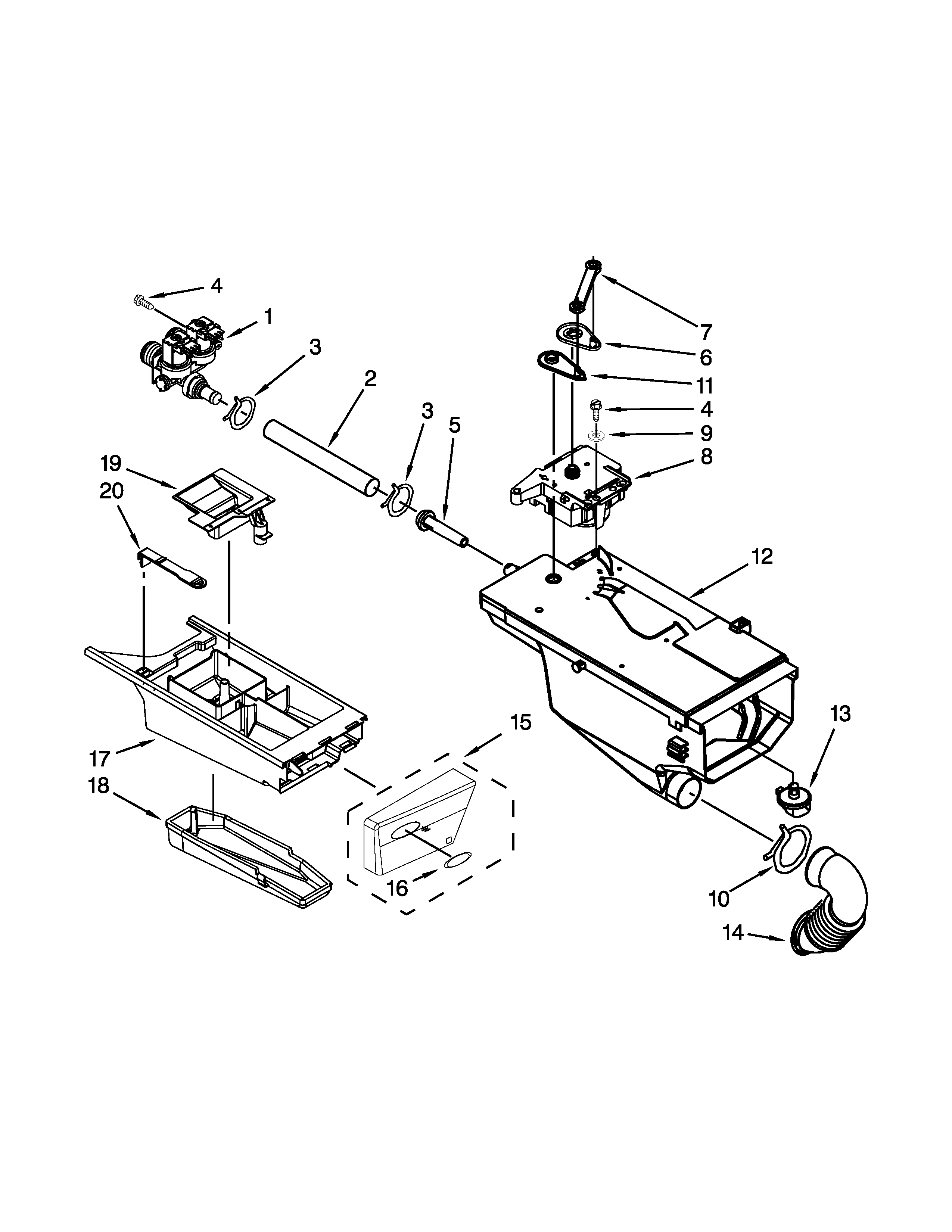 Whirlpool MWFW8300SW01 dispenser parts diagram