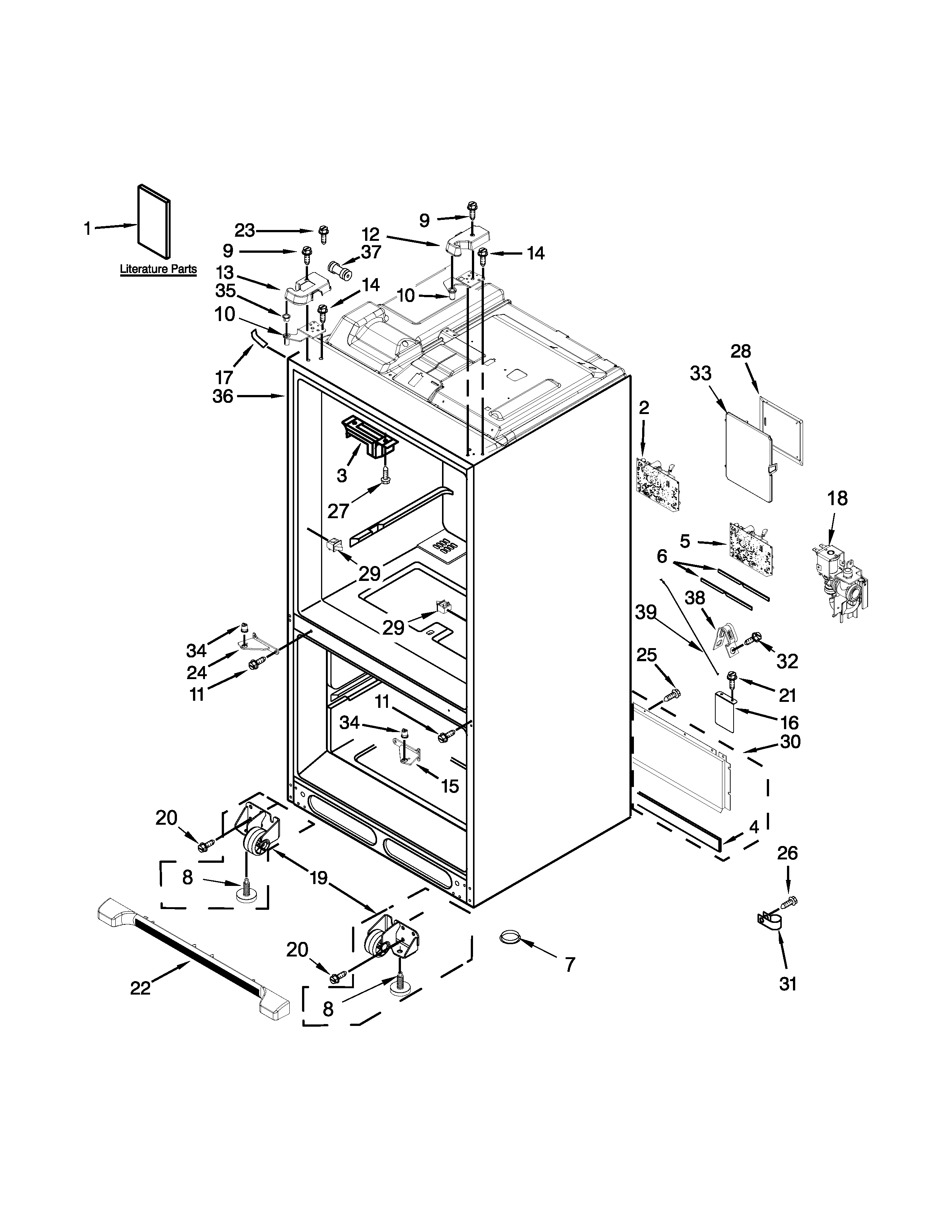 Whirlpool WRF736SDAW13 cabinet parts diagram