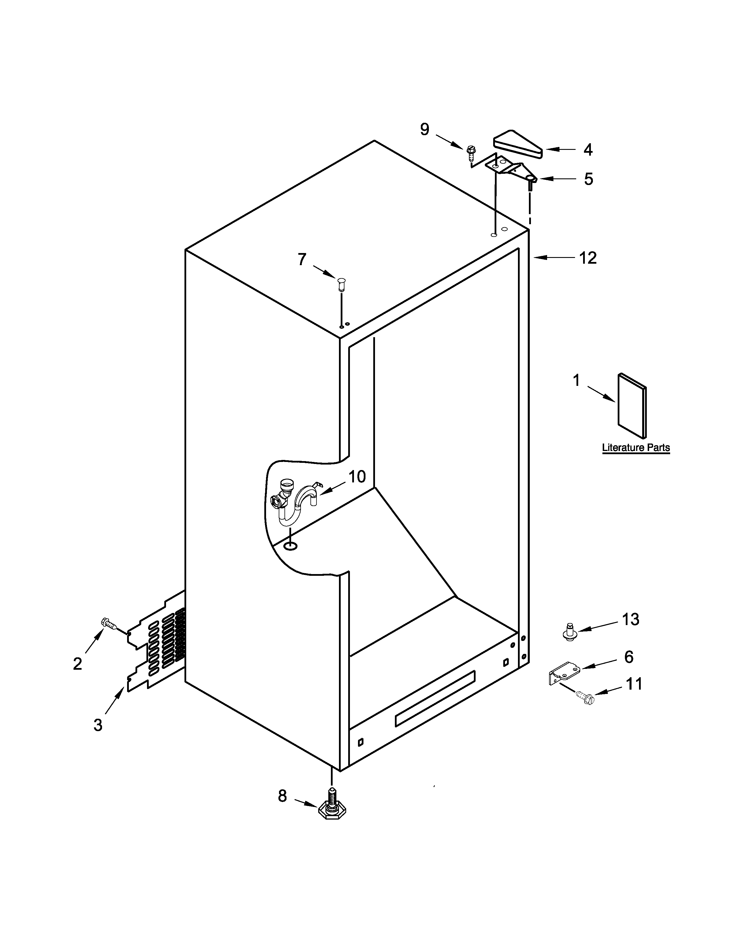 Whirlpool WZF34X16DW00 cabinet parts diagram