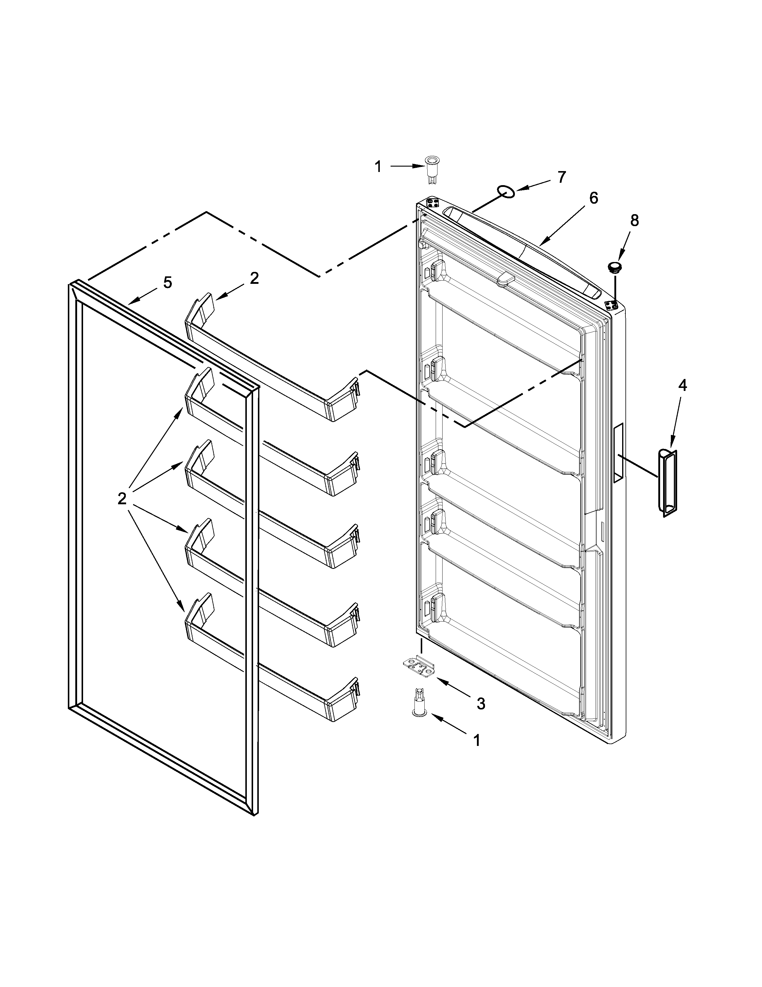 Whirlpool WZF34X16DW00 door parts diagram