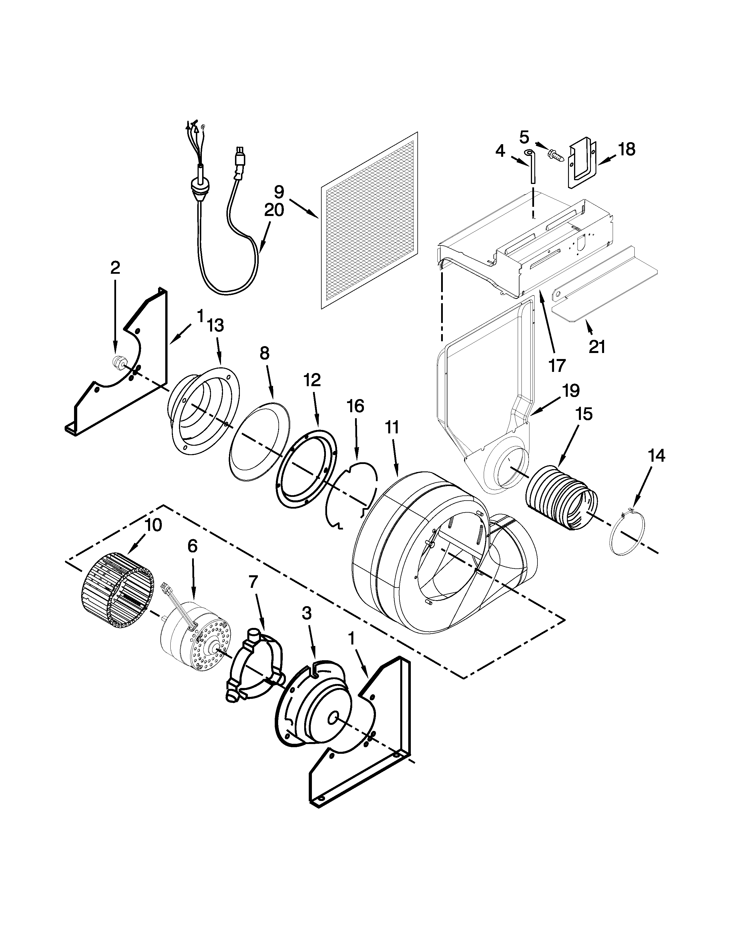 Jenn-Air JES9800CAS02 blower assembly diagram