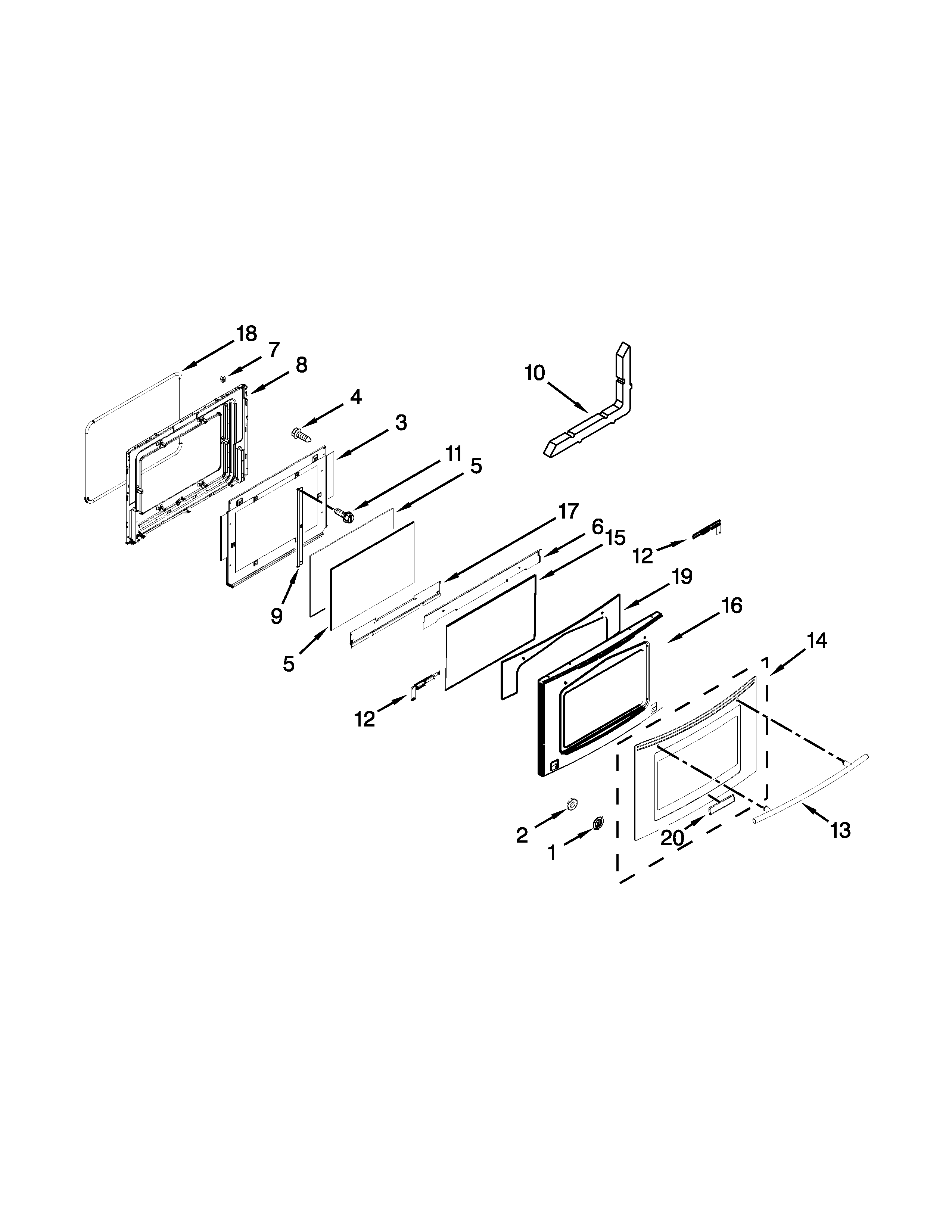 Jenn-Air JES9800CAS02 door parts diagram