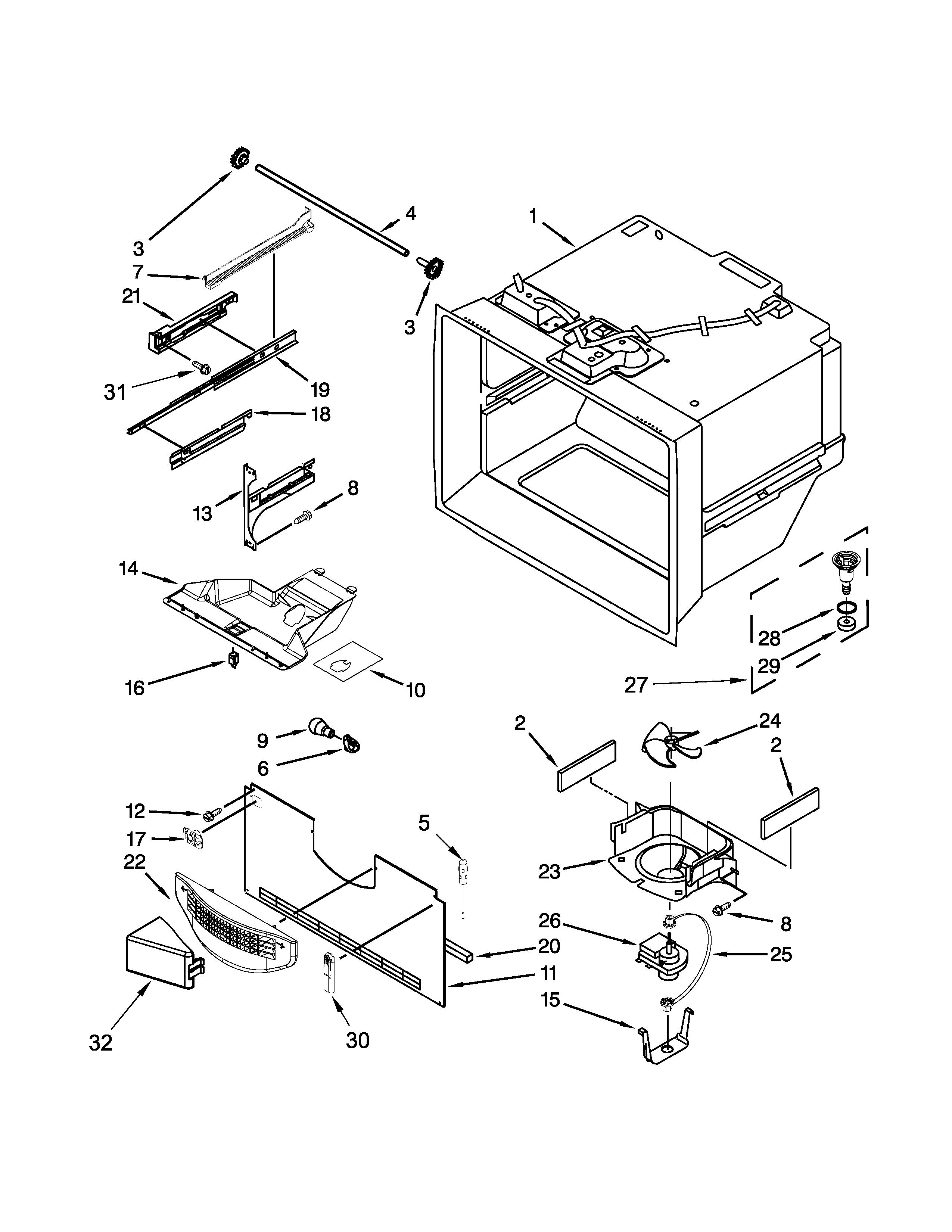 Maytag MBF2258XEW6 freezer liner parts diagram