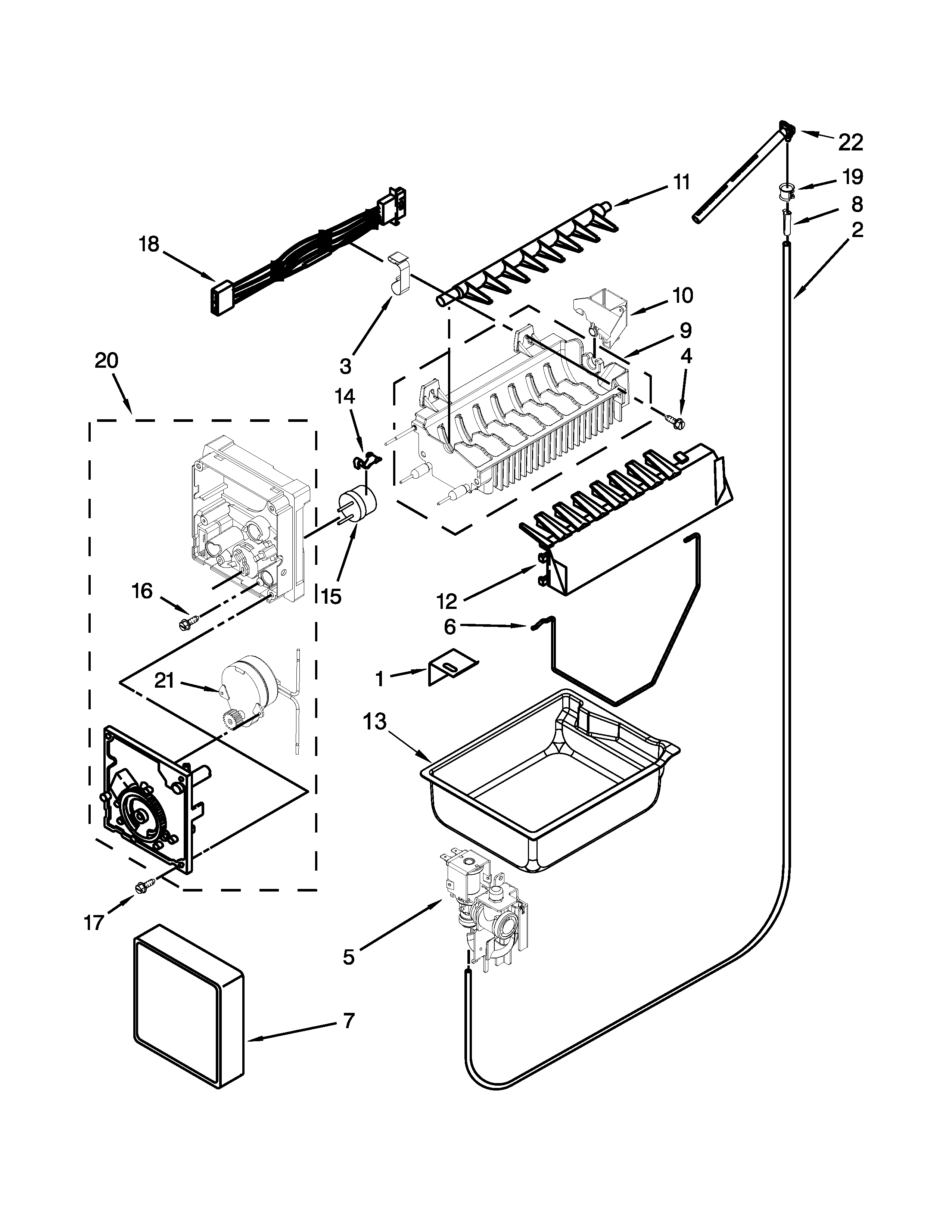Maytag MBF2258XEW6 icemaker parts diagram