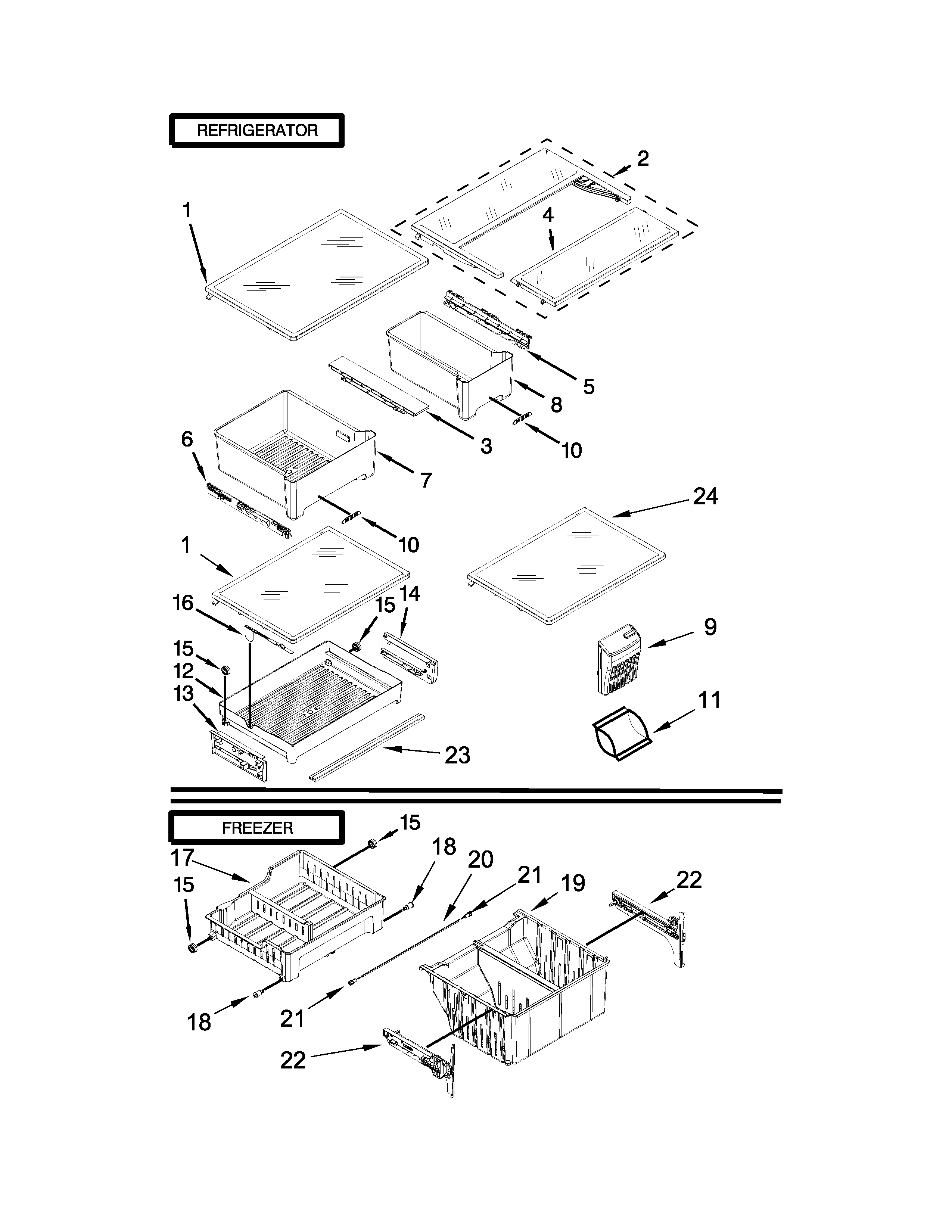 Maytag MFF2055DRM00 shelf parts diagram