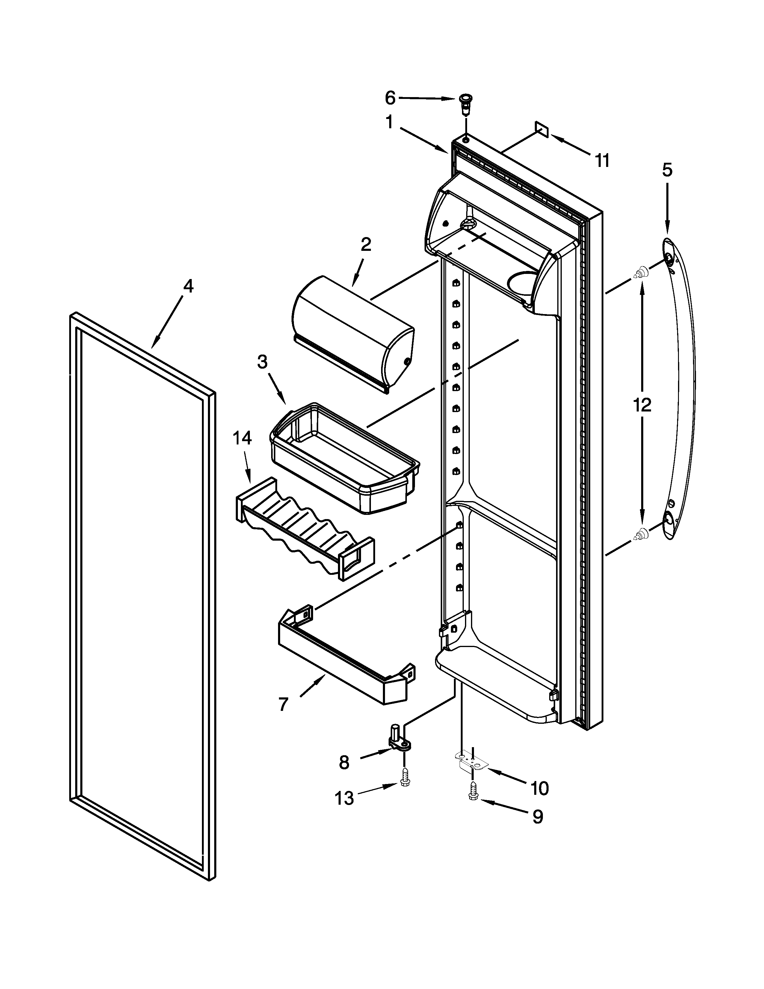 Whirlpool WRS342FIAW03 refrigerator door parts diagram