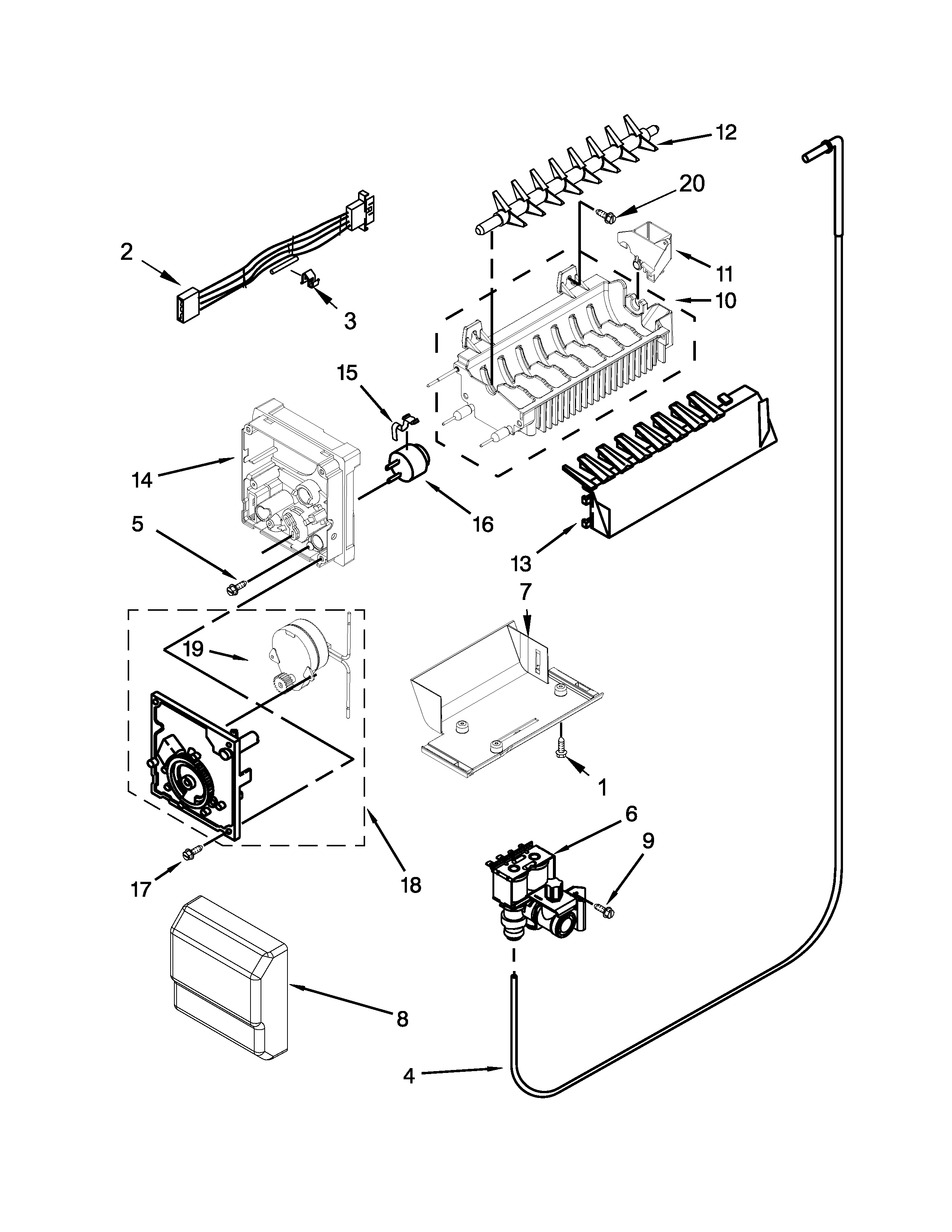 Whirlpool WRS342FIAW03 ice maker parts diagram