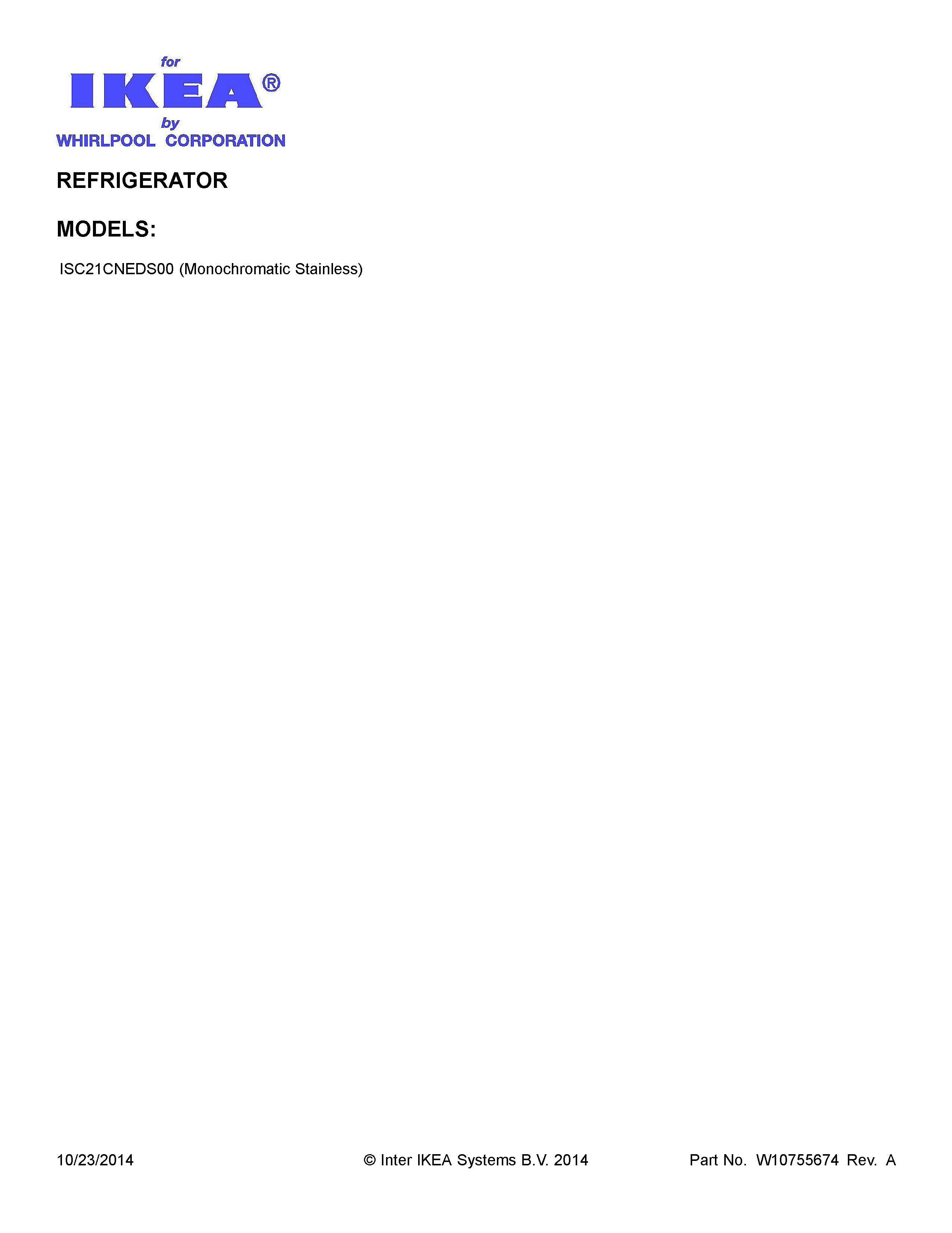 Ikea ISC21CNEDS00 cover sheet diagram