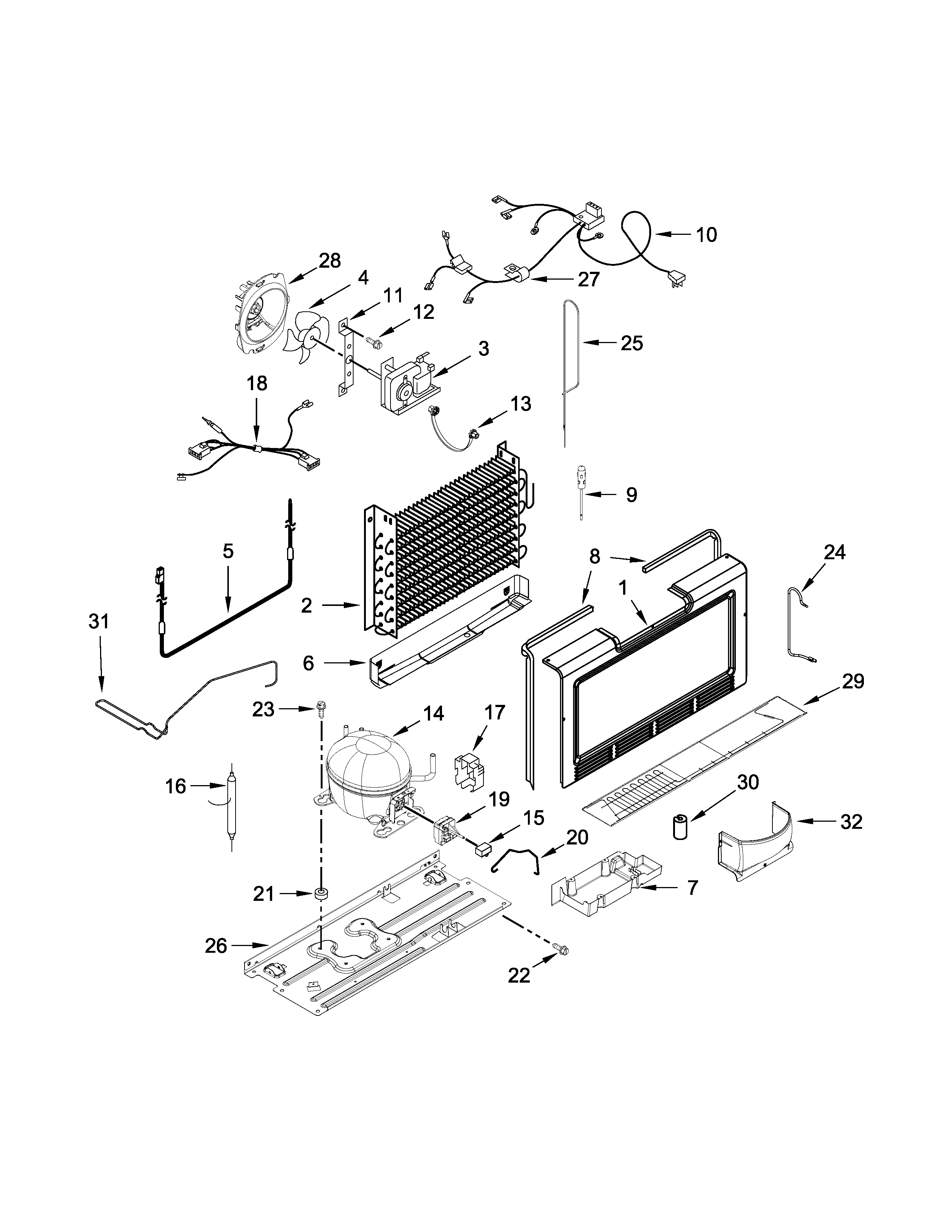 Whirlpool WZF34X18DW00 unit parts diagram