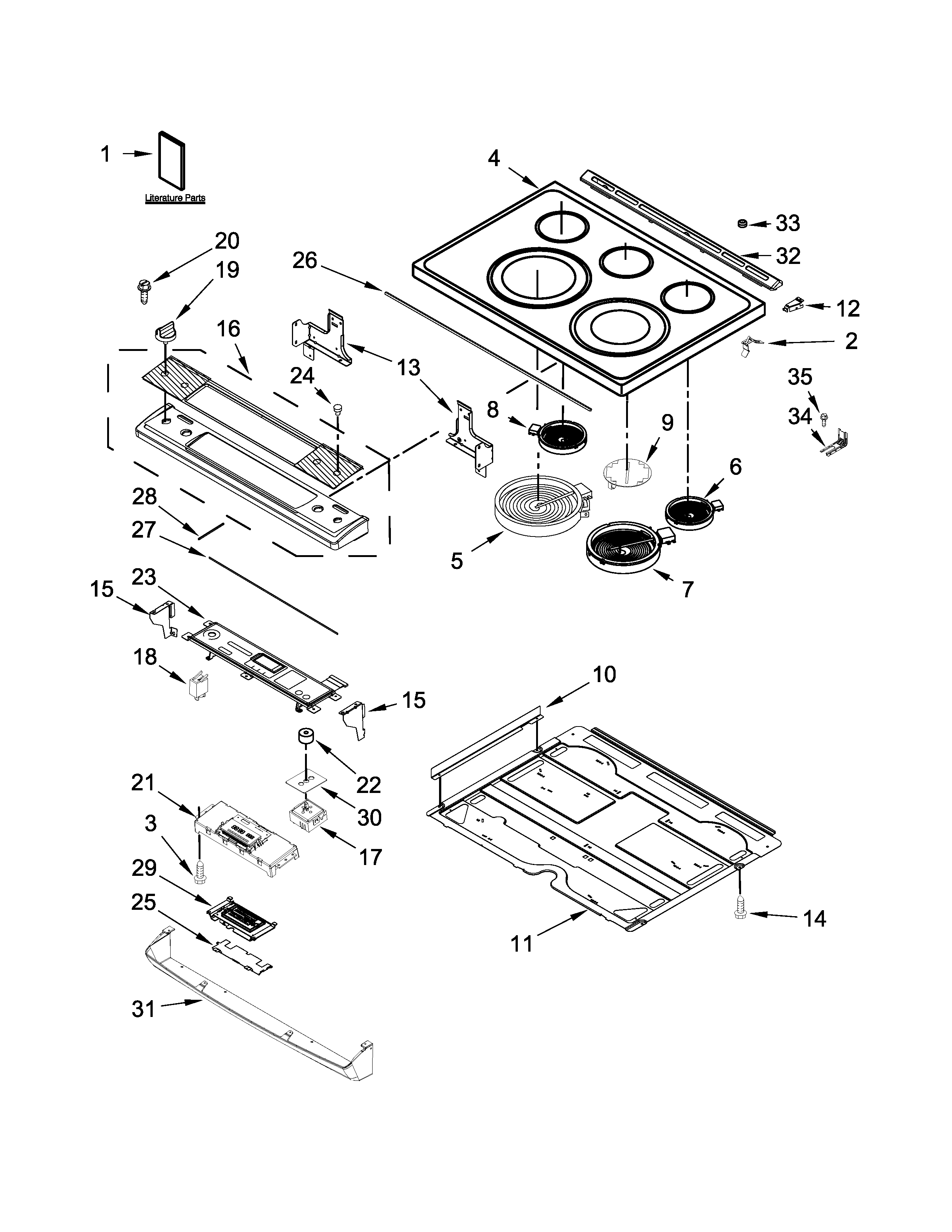 Maytag MES8880DE0 cooktop parts diagram