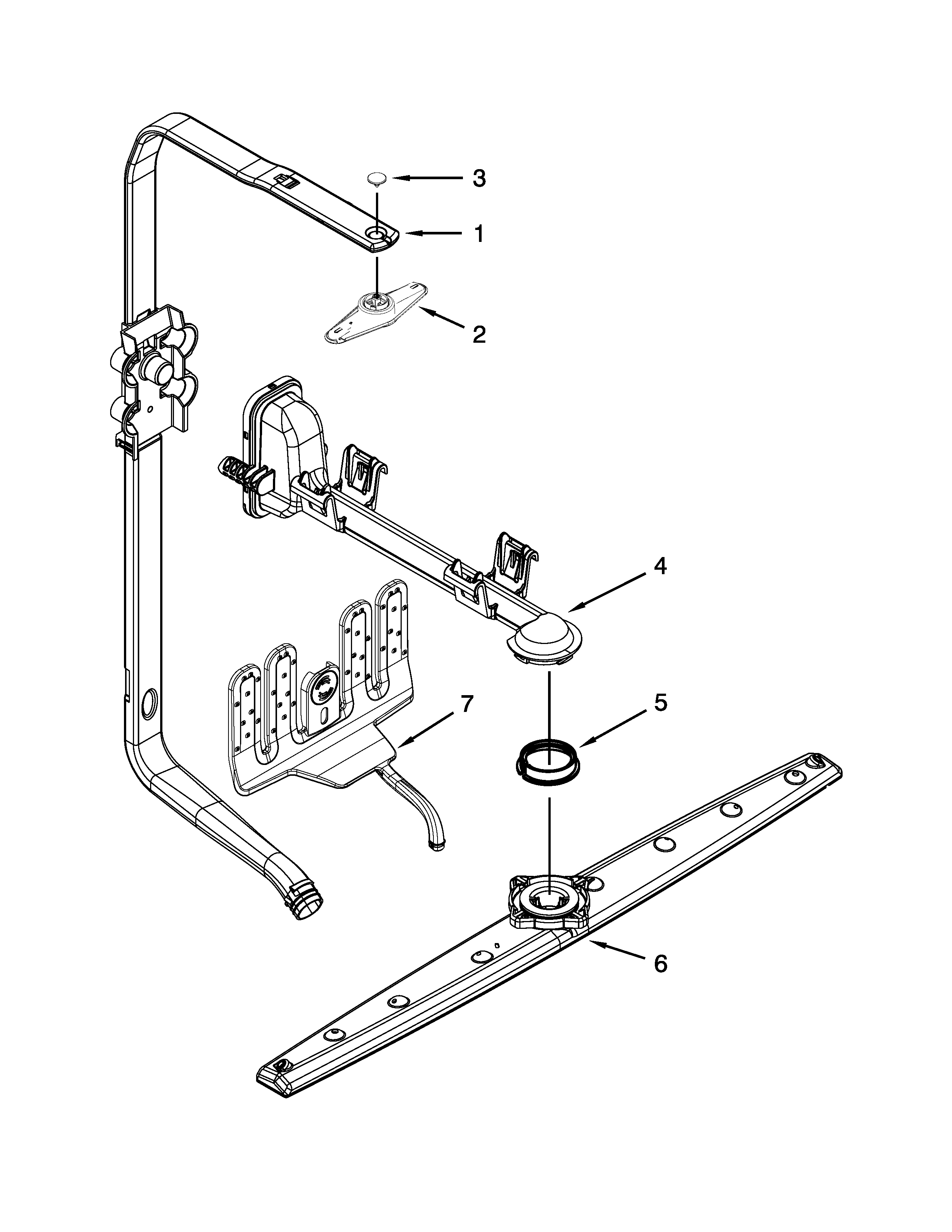 Whirlpool 7WDT770PAYM0 upper wash and rinse parts diagram
