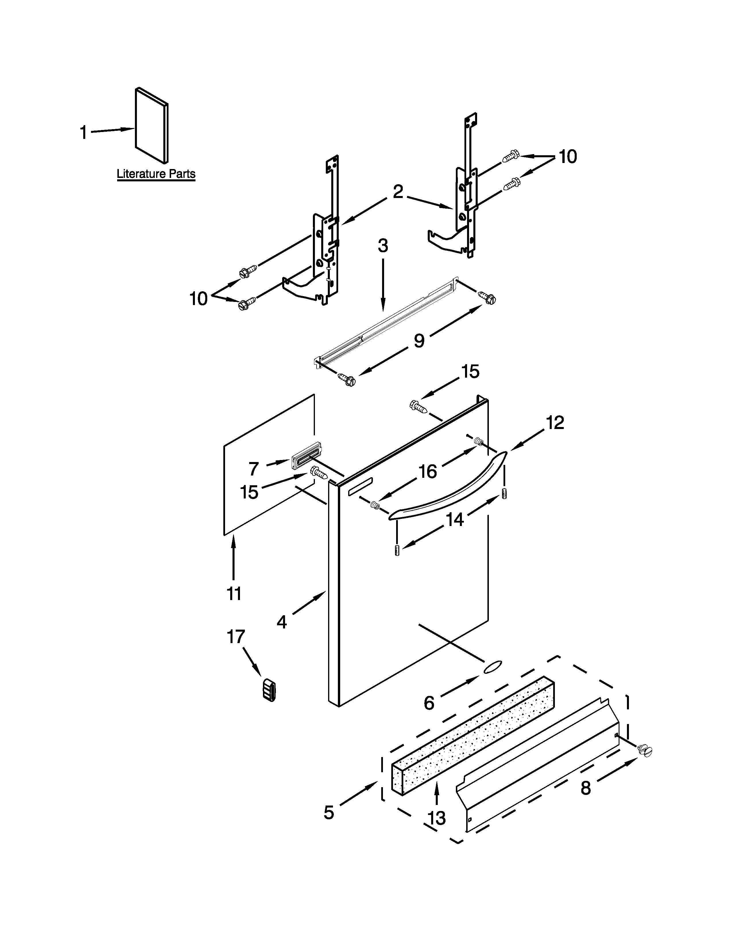 Whirlpool 7WDT770PAYM1 door and panel parts diagram