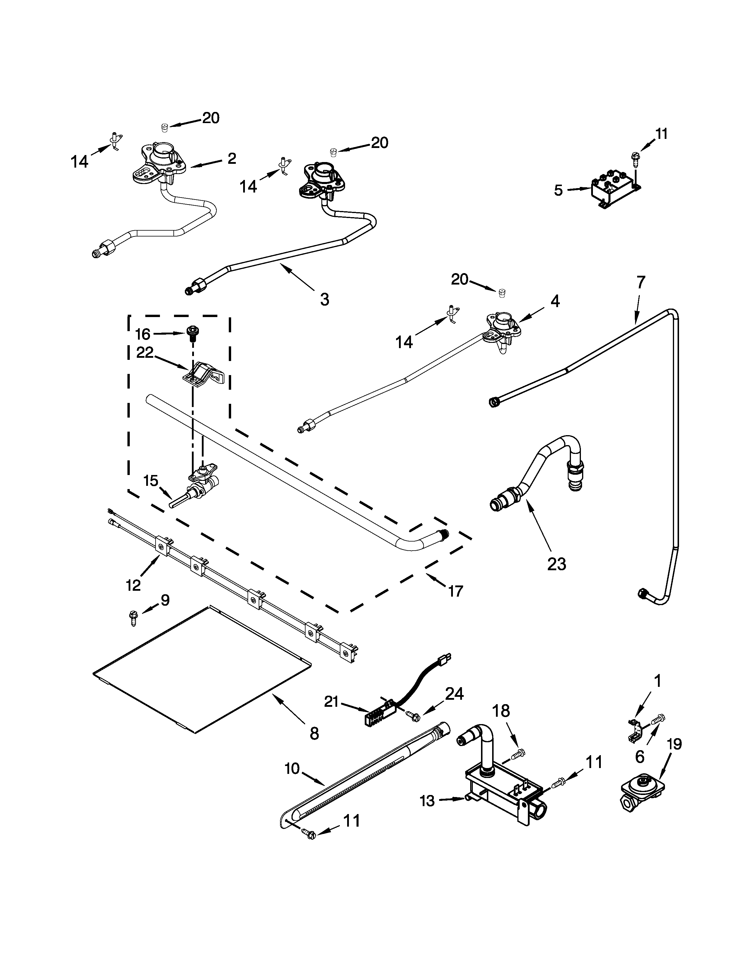Whirlpool WFG505M0BW0 manifold parts diagram
