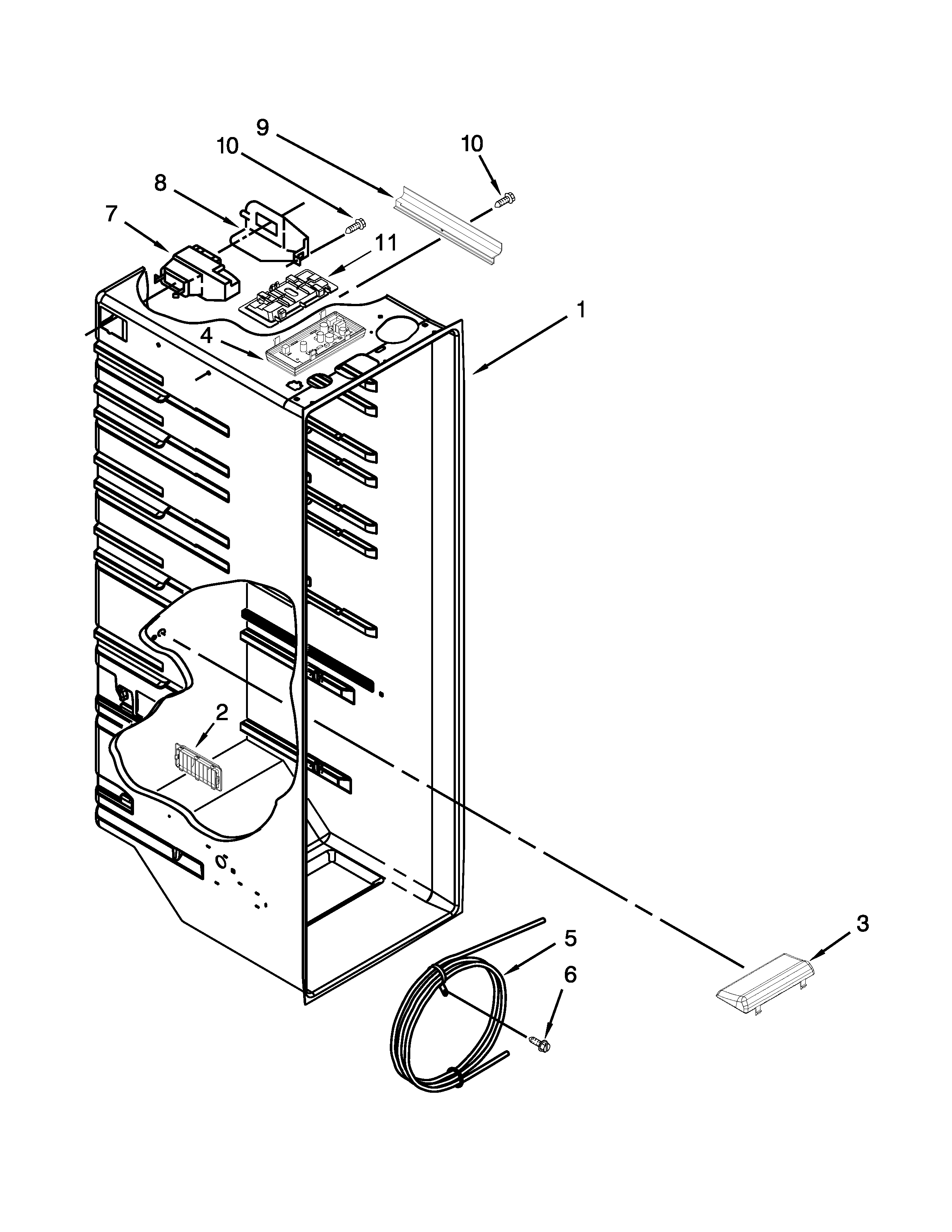 Whirlpool WRS322FDAB03 refrigerator liner parts diagram