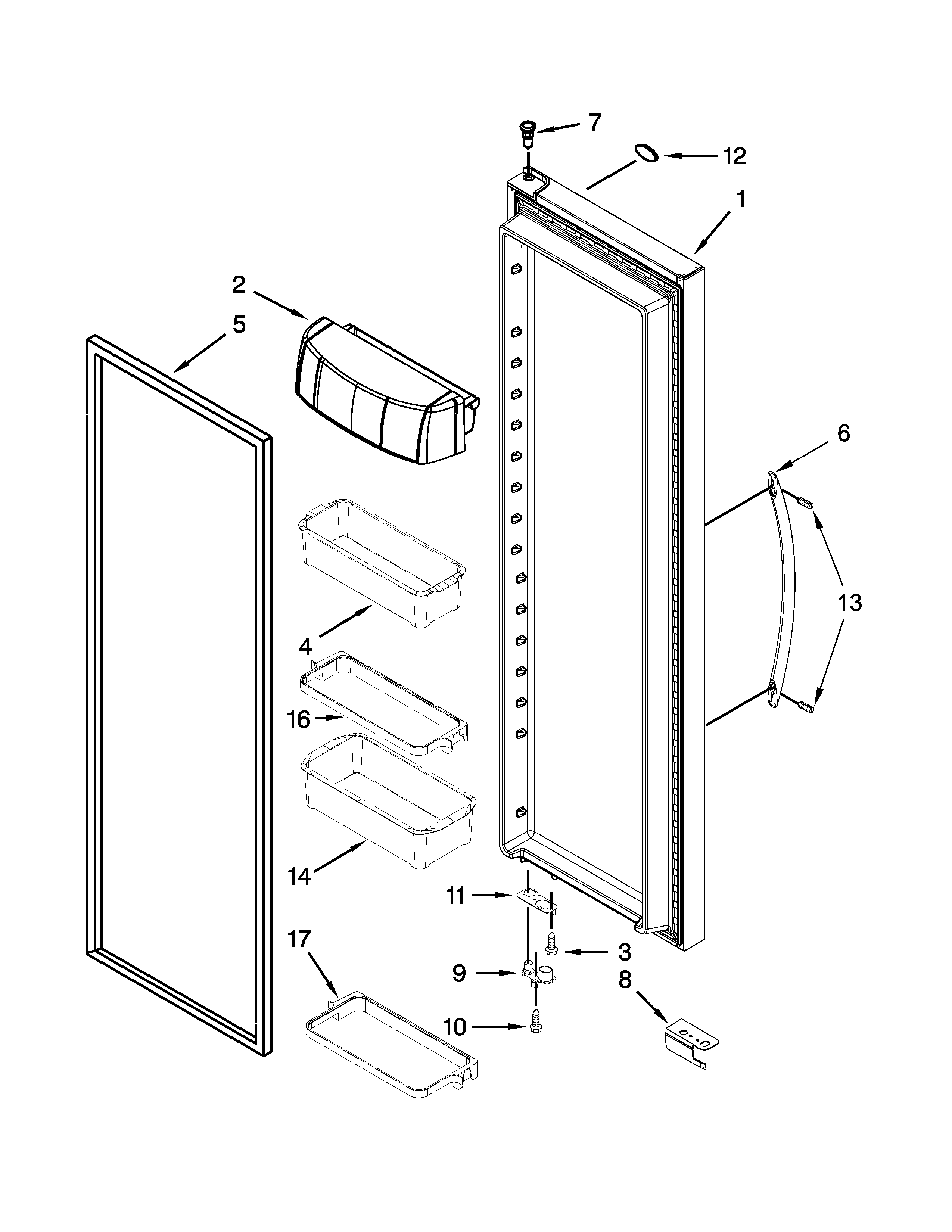KitchenAid 7KSC24C8EY00 refrigerator door parts diagram