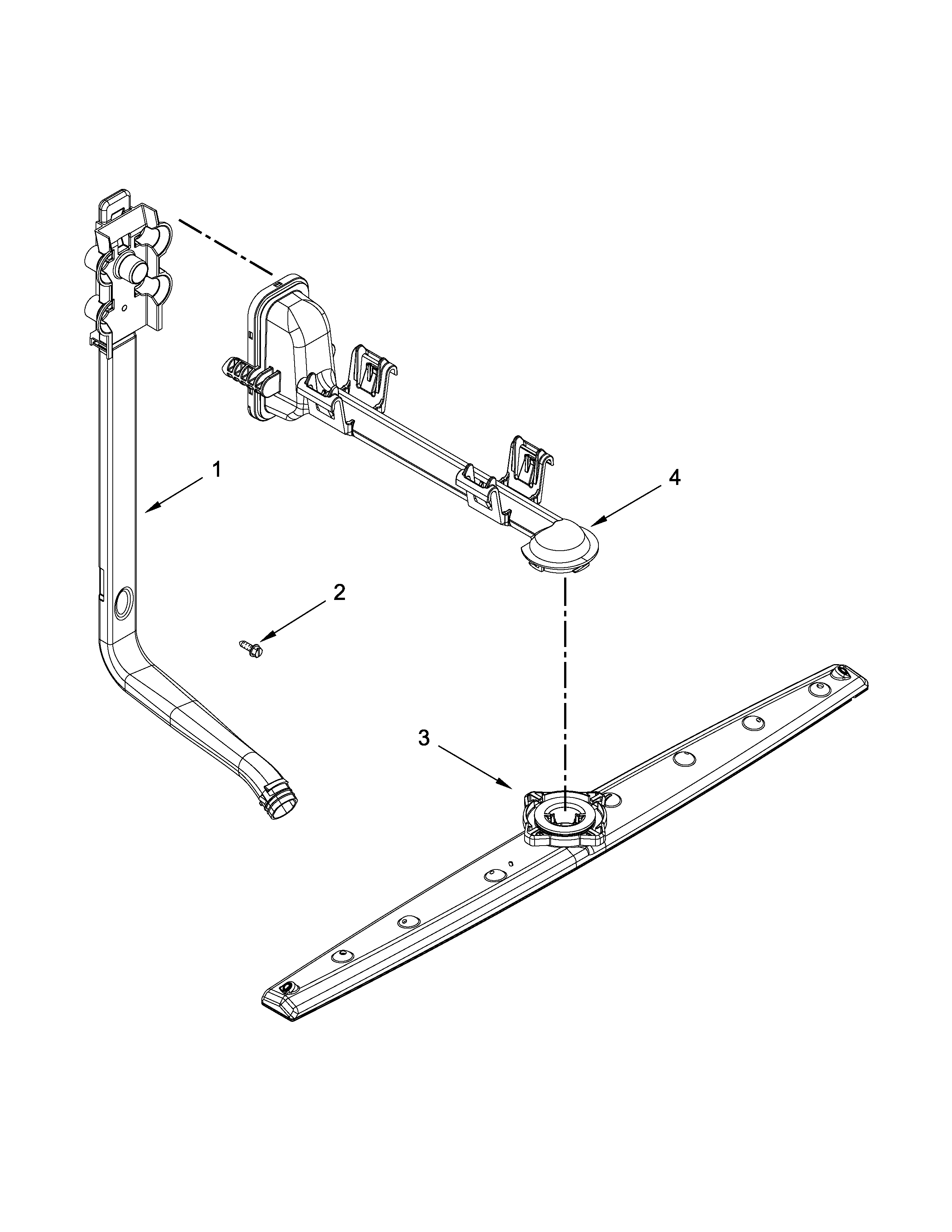 Amana ADB1100AWS5 upper wash and rinse parts diagram