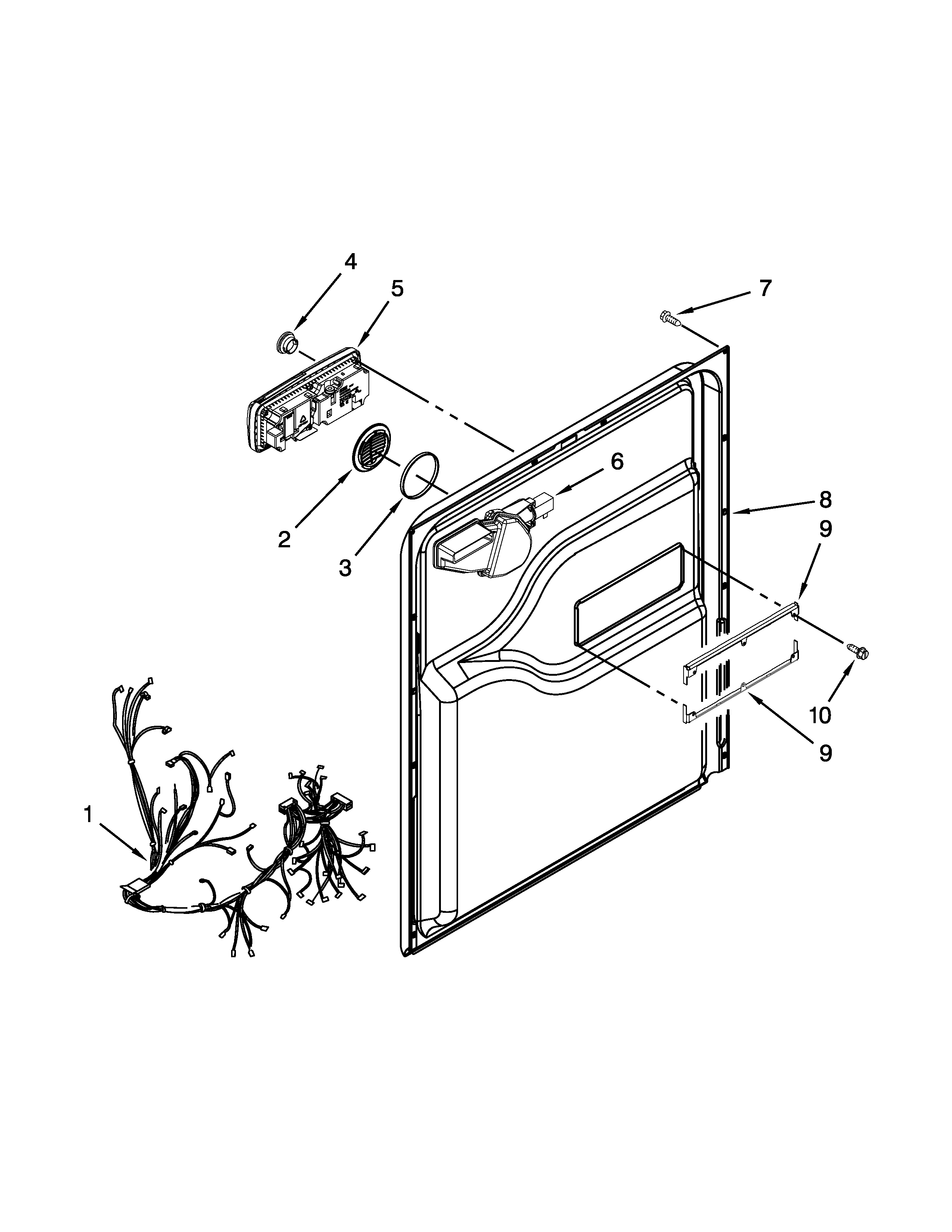 Maytag MDBH980AWS0 door and latch parts diagram