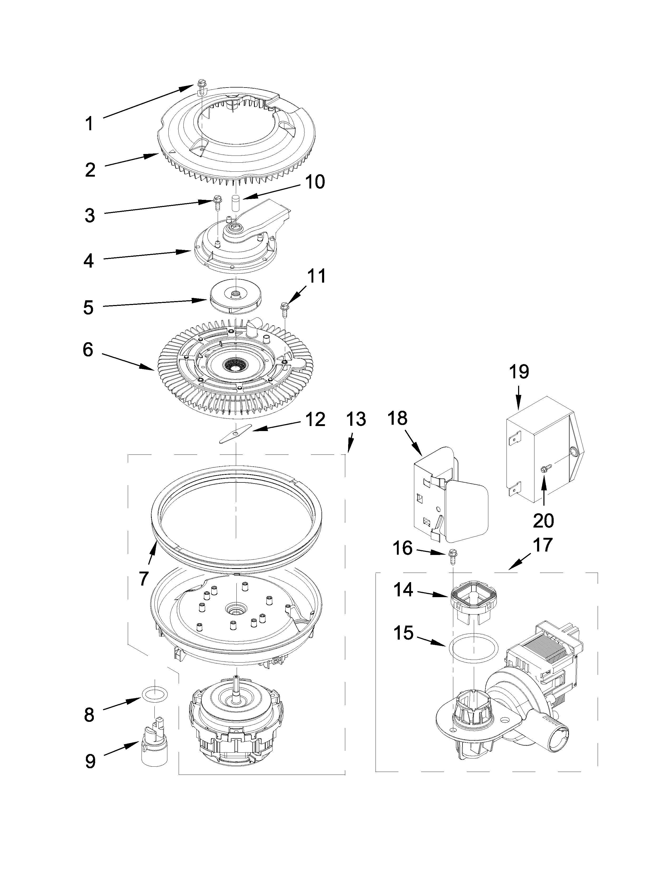 Maytag MDBH980AWB1 pump and motor parts diagram