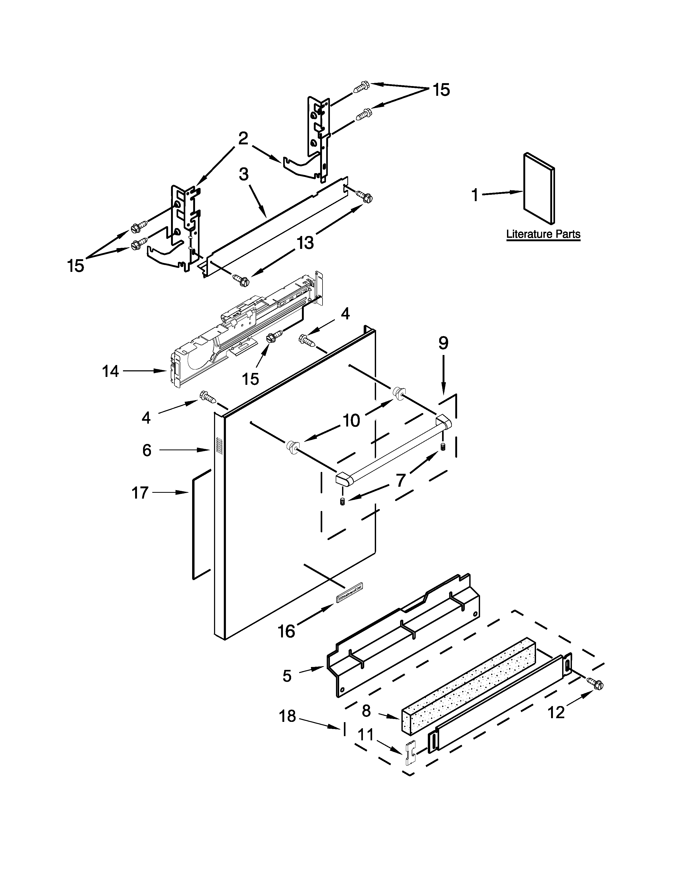 KitchenAid KDTE404DSP0 door and panel parts diagram