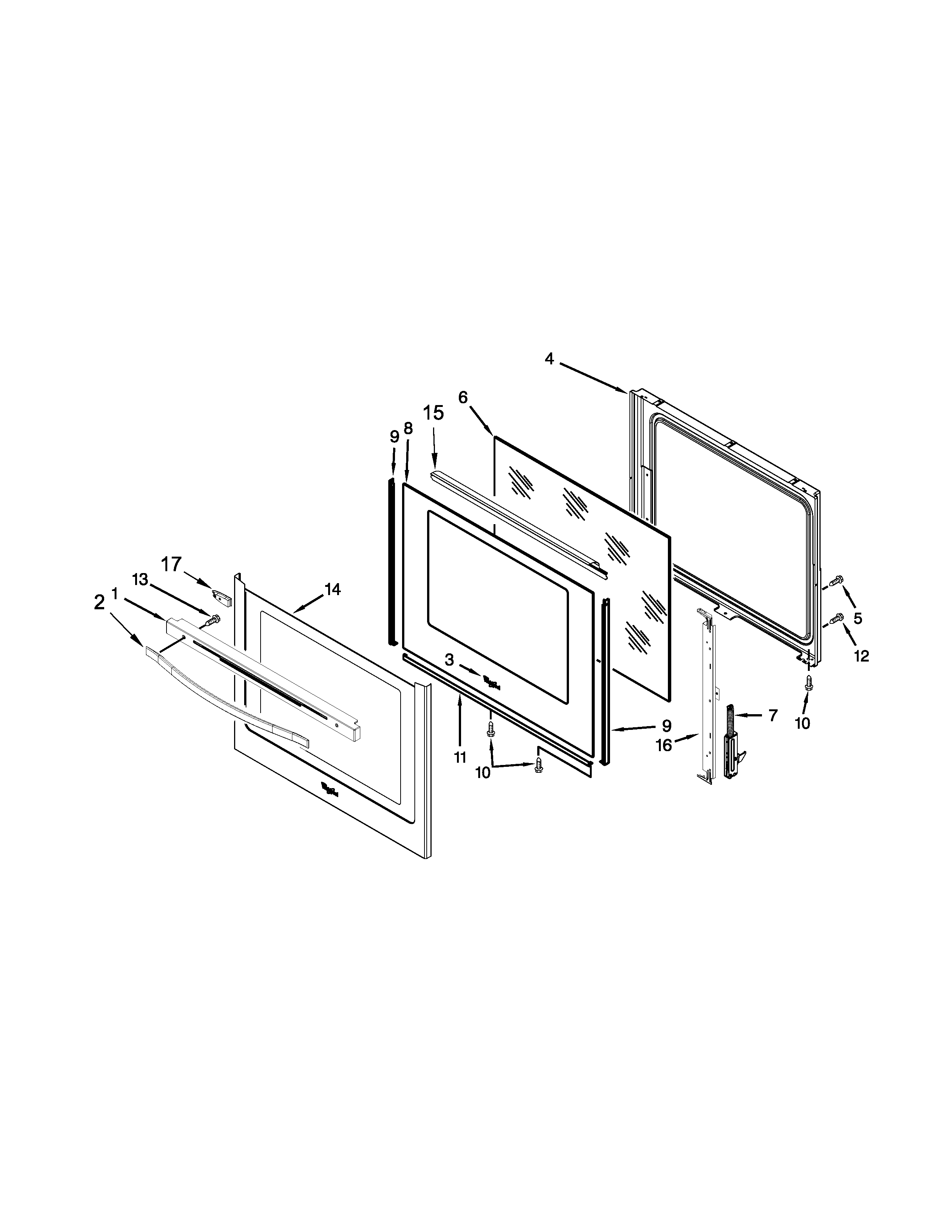 Whirlpool WEE760H0DS0 door parts diagram