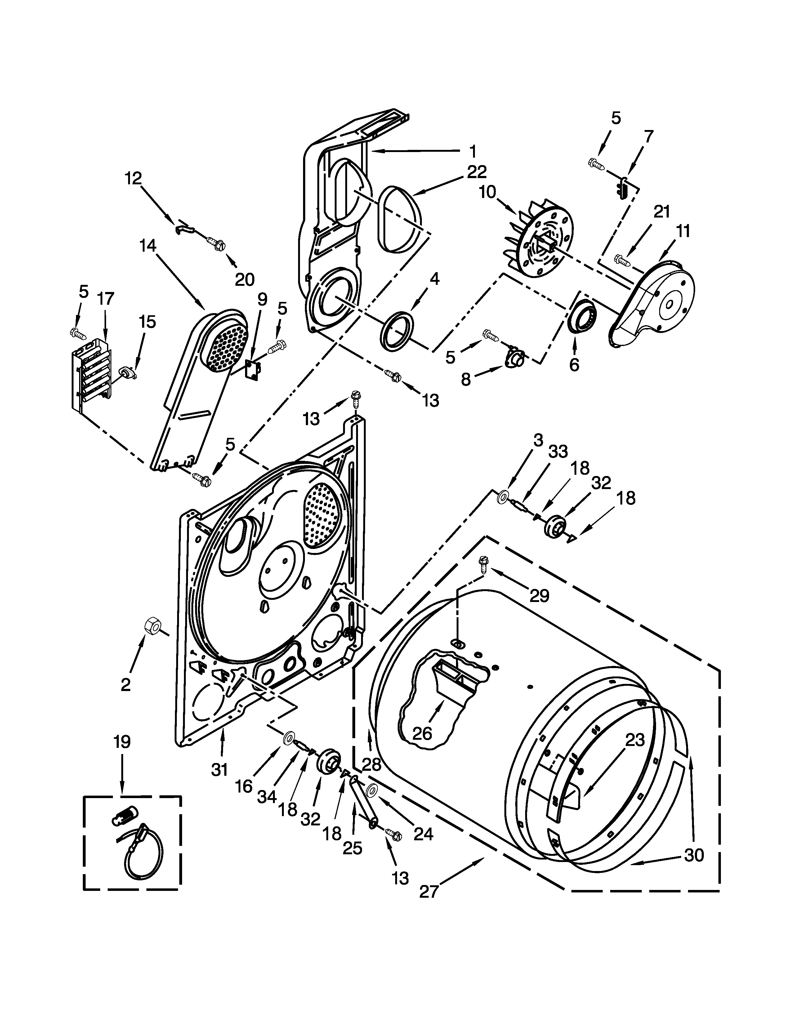 Amana NED4655EW0 bulkhead parts diagram