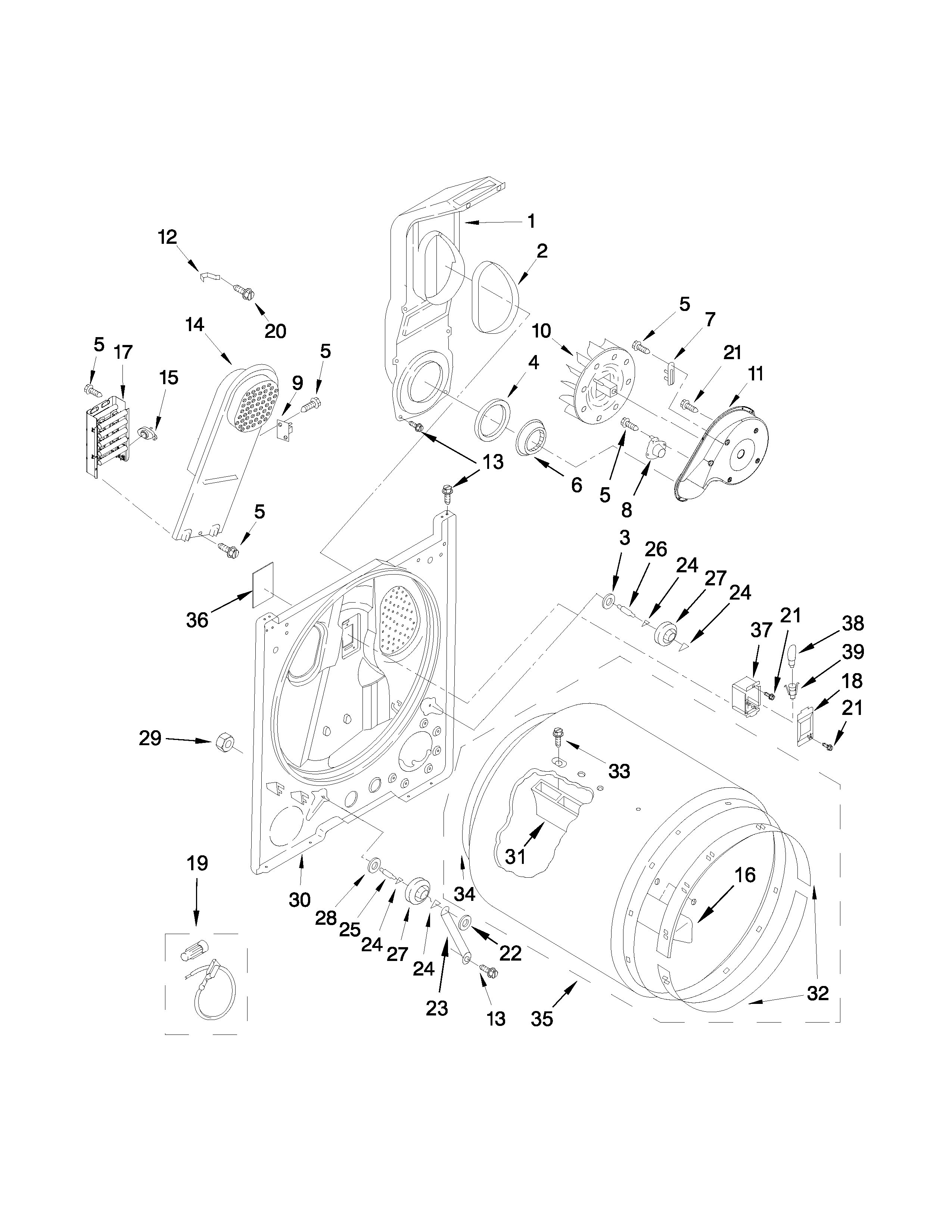 Maytag MEDC215EW0 bulkhead parts diagram