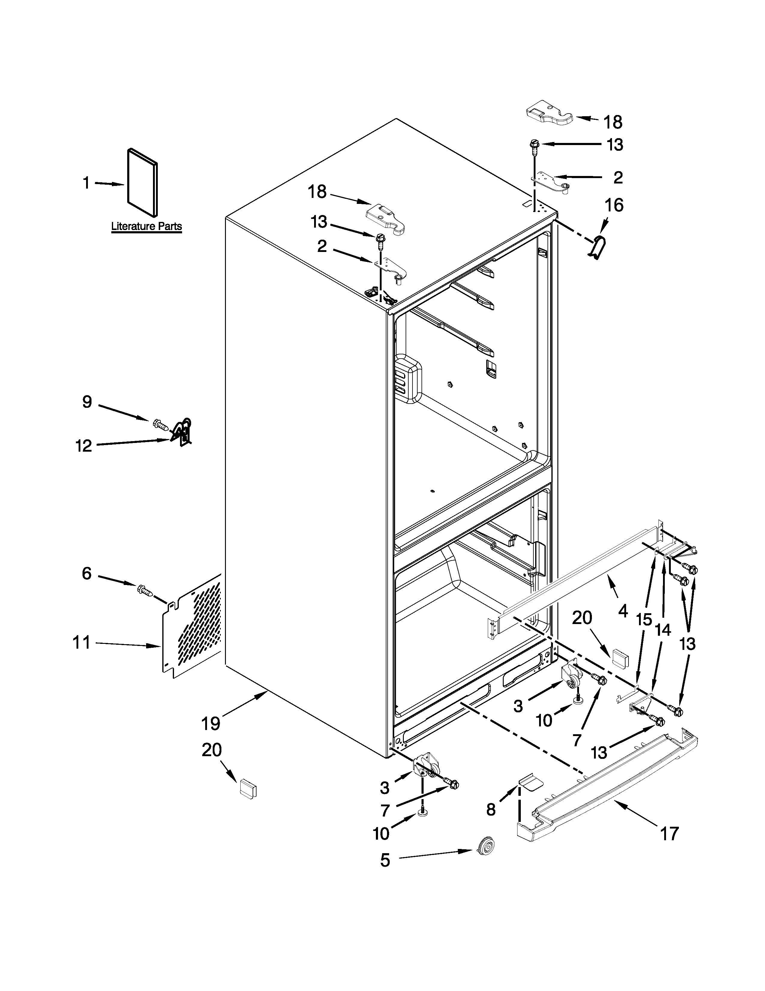 Whirlpool WRF560SFYE02 cabinet parts diagram