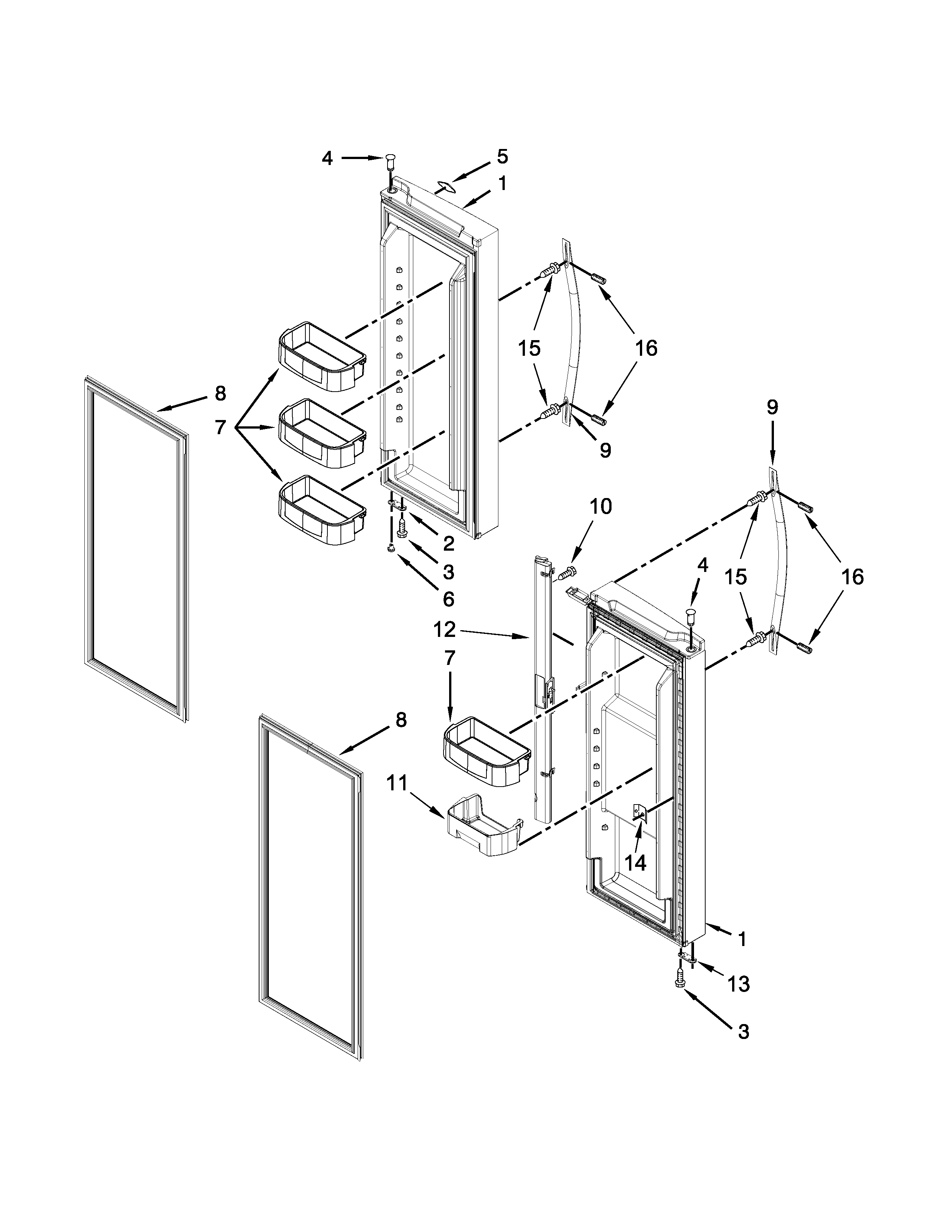 Whirlpool WRF560SFYE02 refrigerator door parts diagram