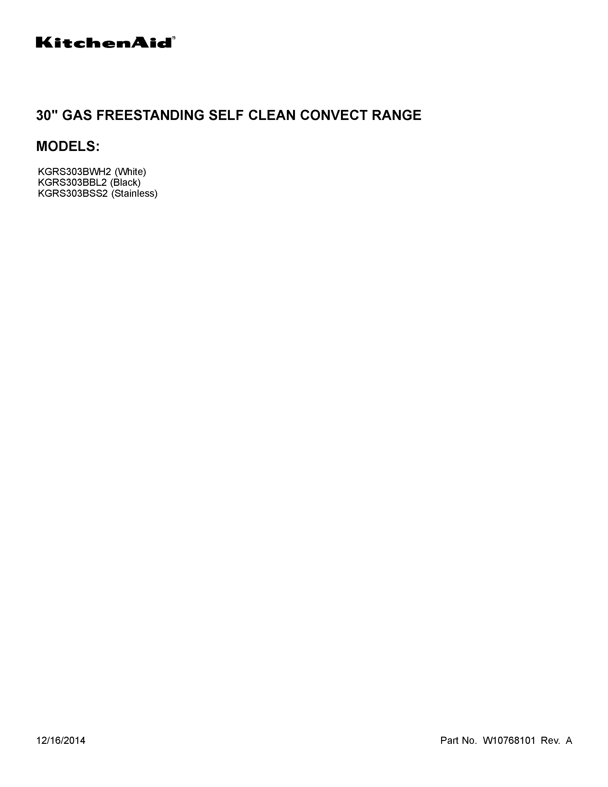 KitchenAid KGRS303BBL2 cover sheet diagram