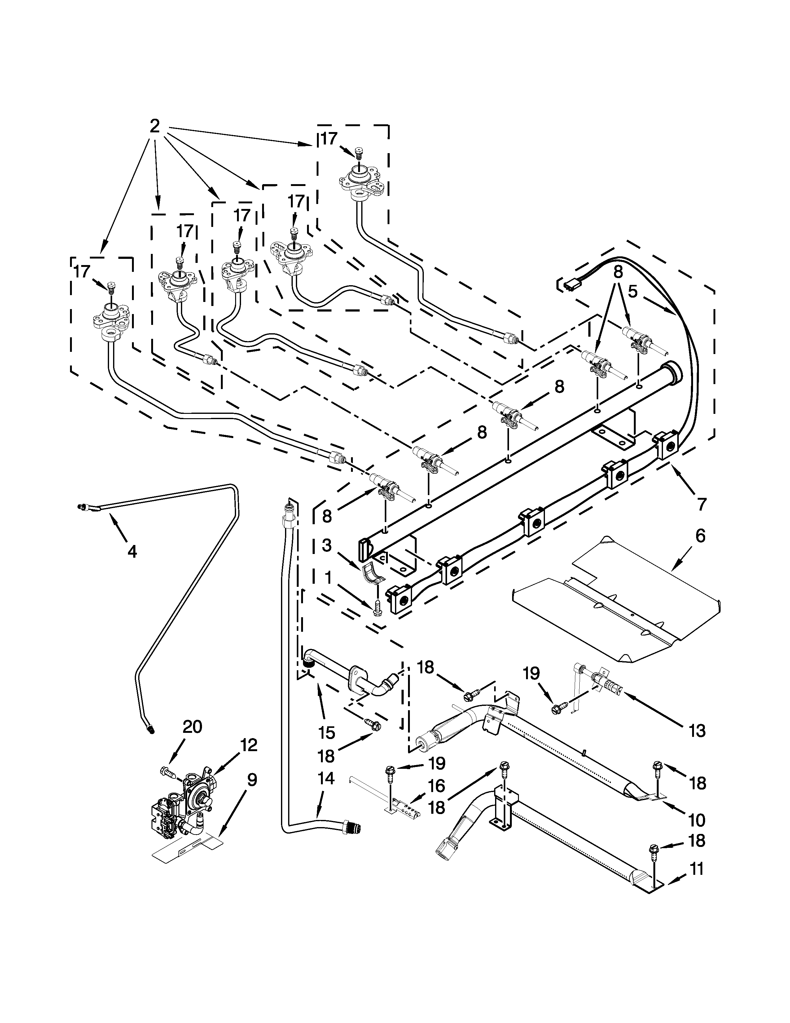 KitchenAid KGRS303BBL2 manifold parts diagram