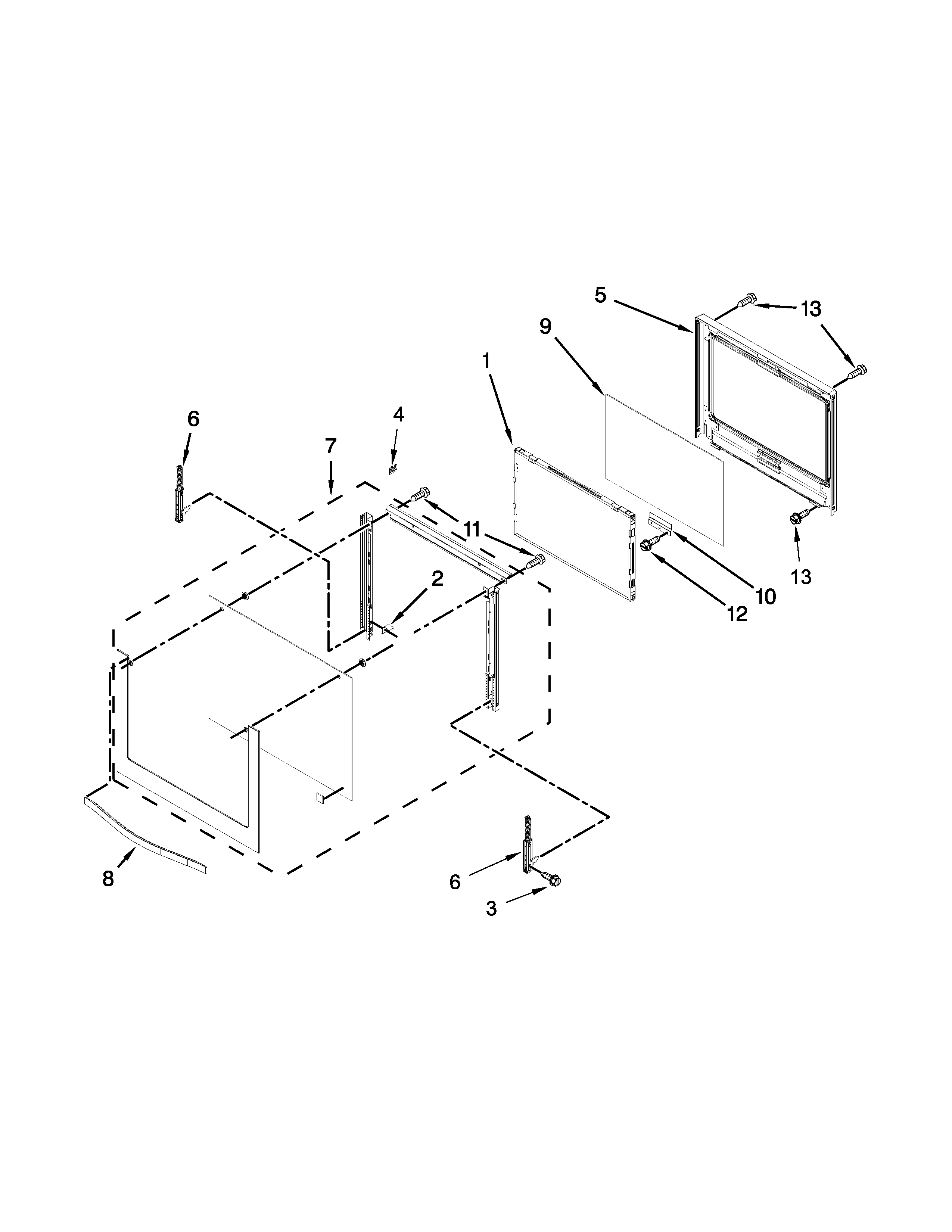 Whirlpool WOD51EC7AS03 upper oven door parts diagram
