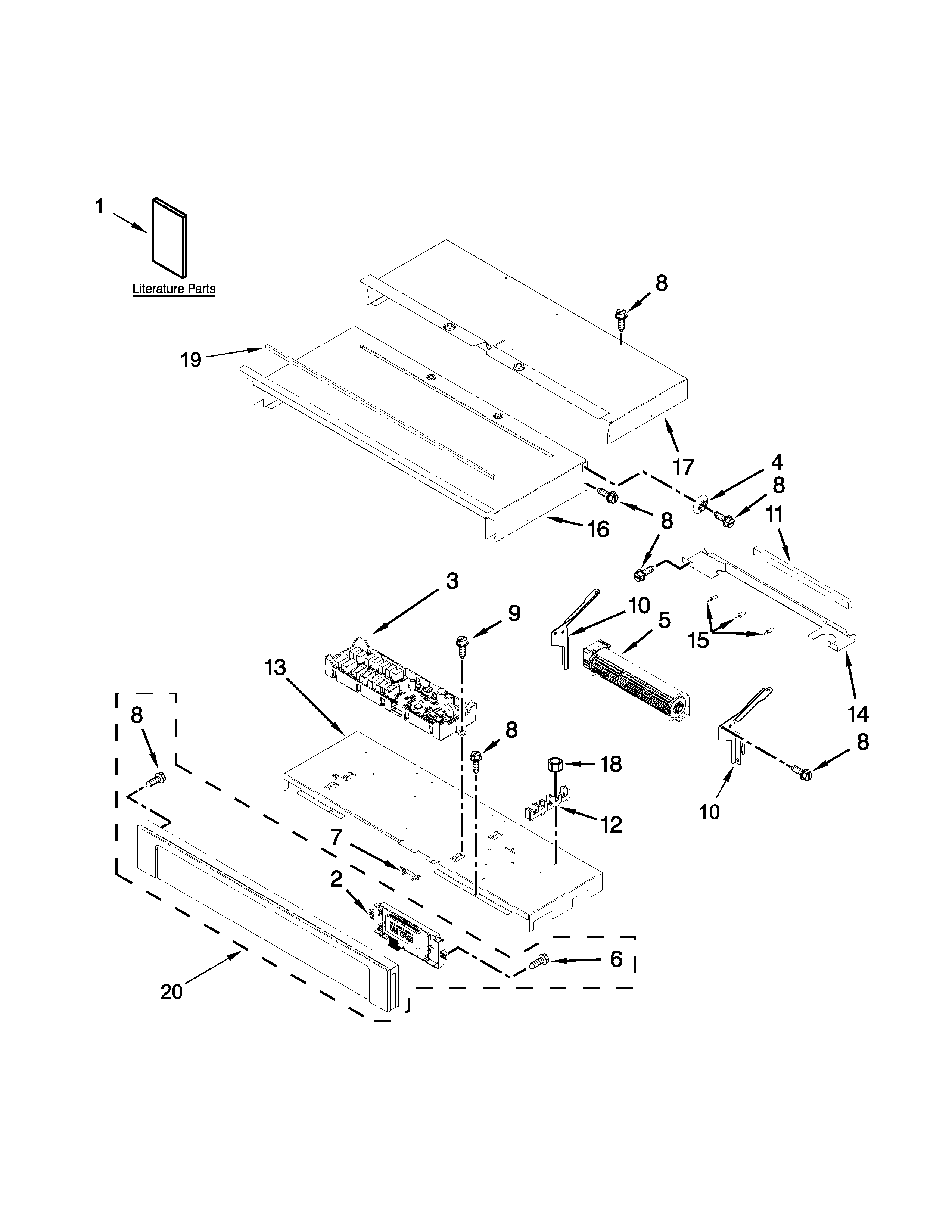 Whirlpool WOD93EC7AW03 control panel parts diagram