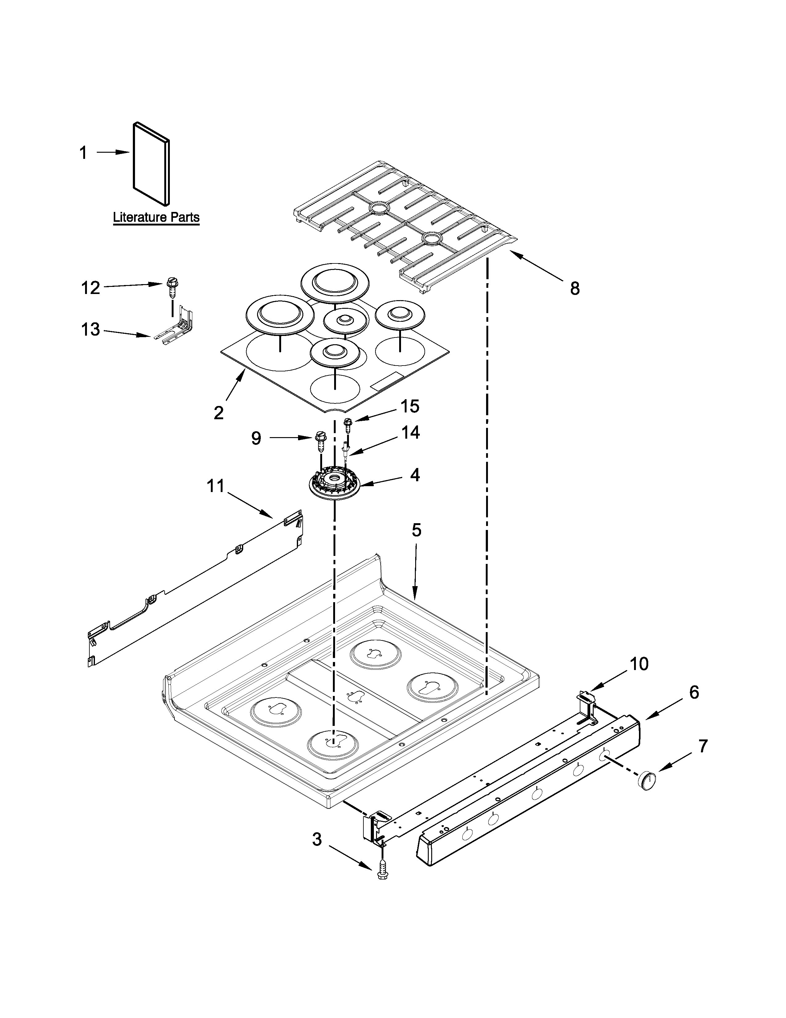 Whirlpool WFG540H0AW2 cooktop parts diagram