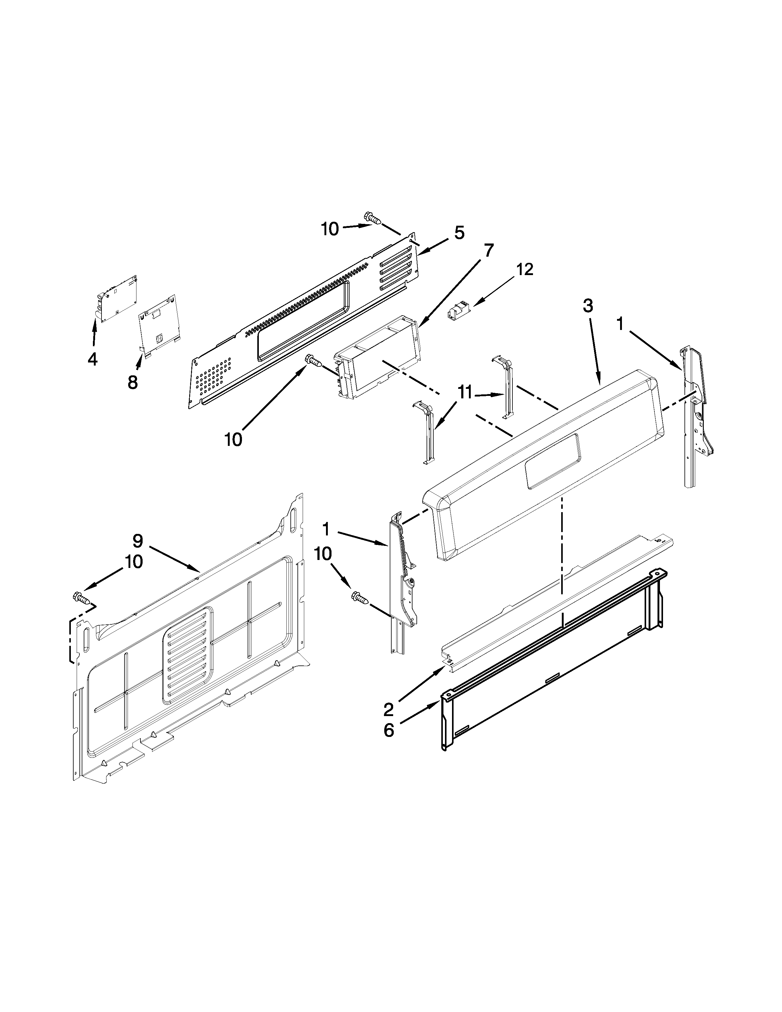 Whirlpool WFG540H0AW2 control panel parts diagram