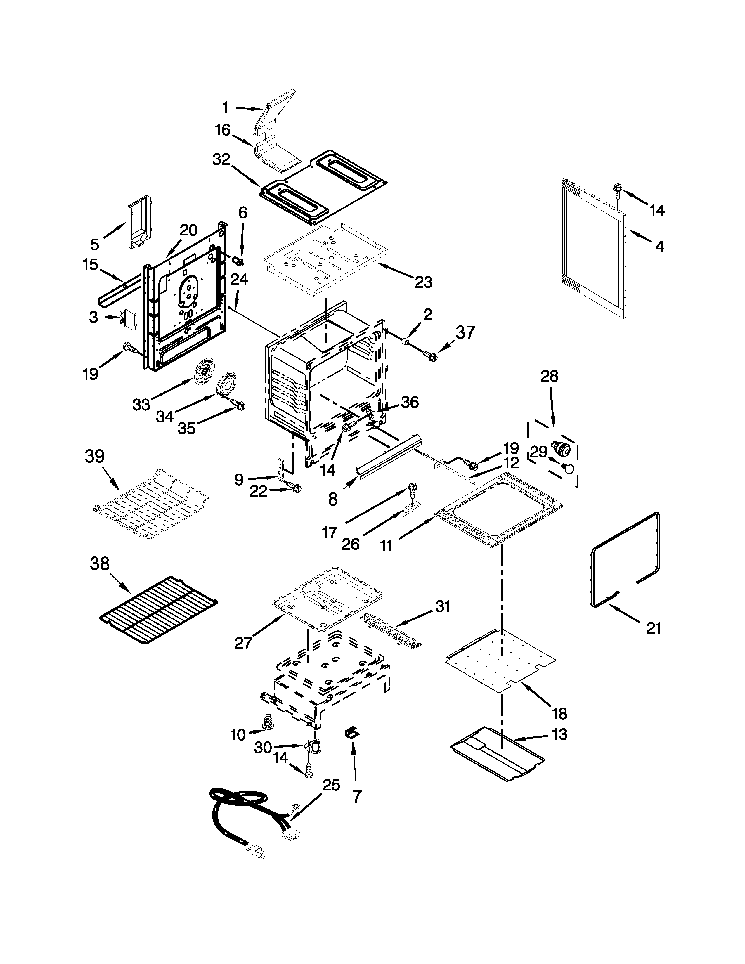 Whirlpool WFG540H0AW2 chassis parts diagram