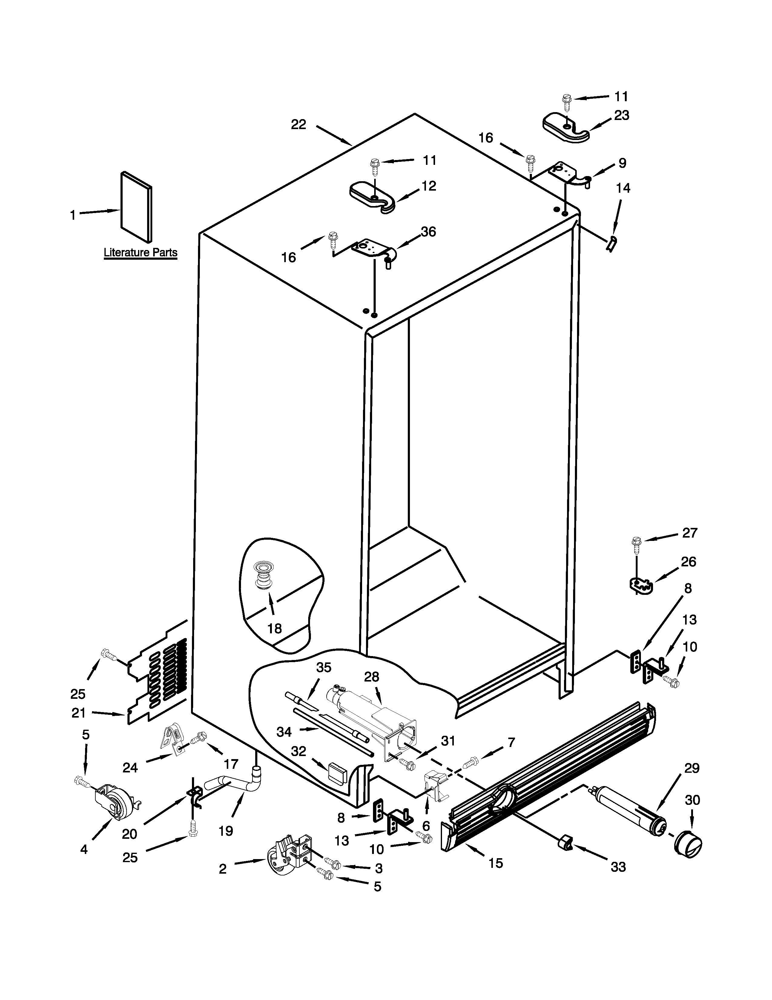 Amana ASD2526VES00 cabinet parts diagram